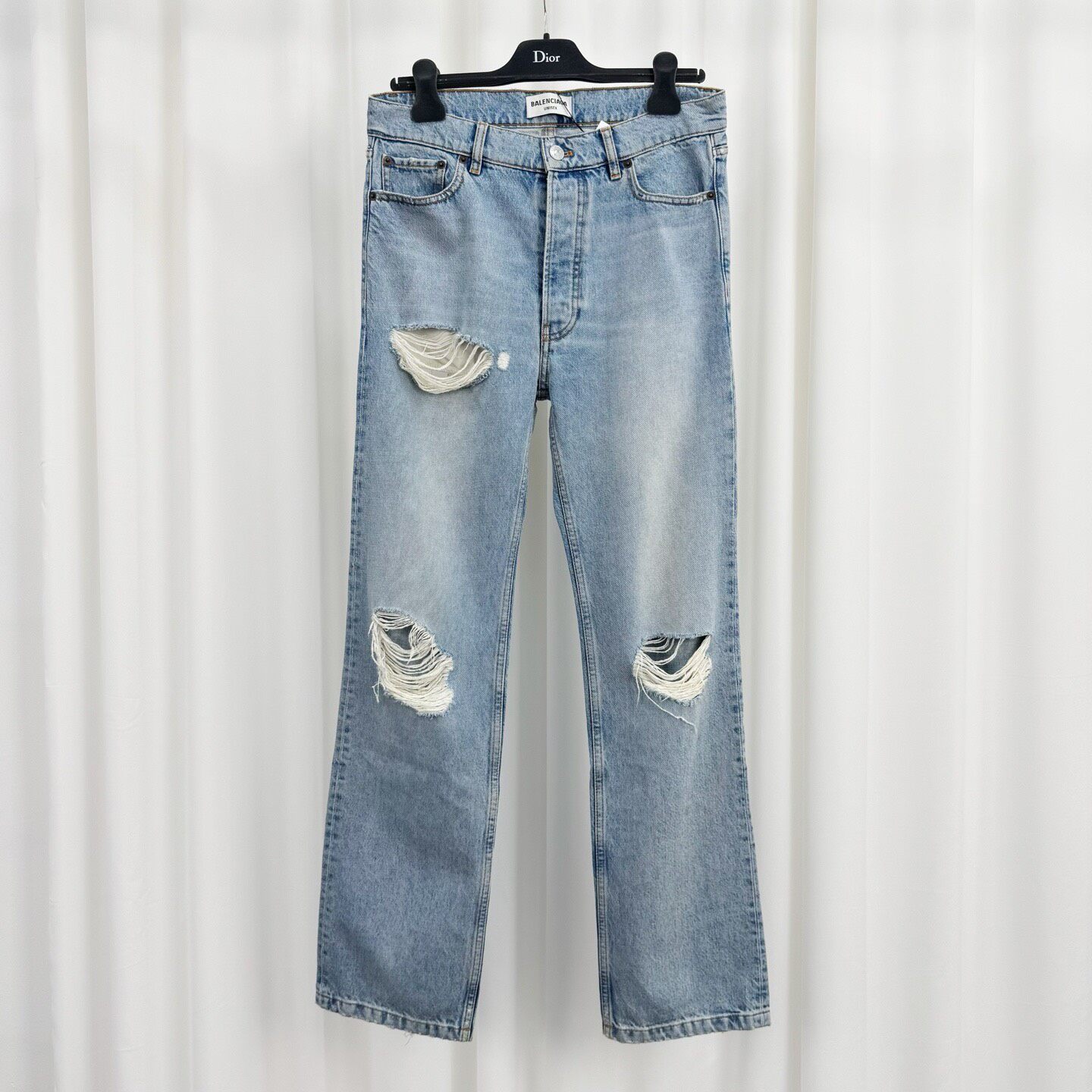 Balenciaga Distressed Straight-Leg Jeans