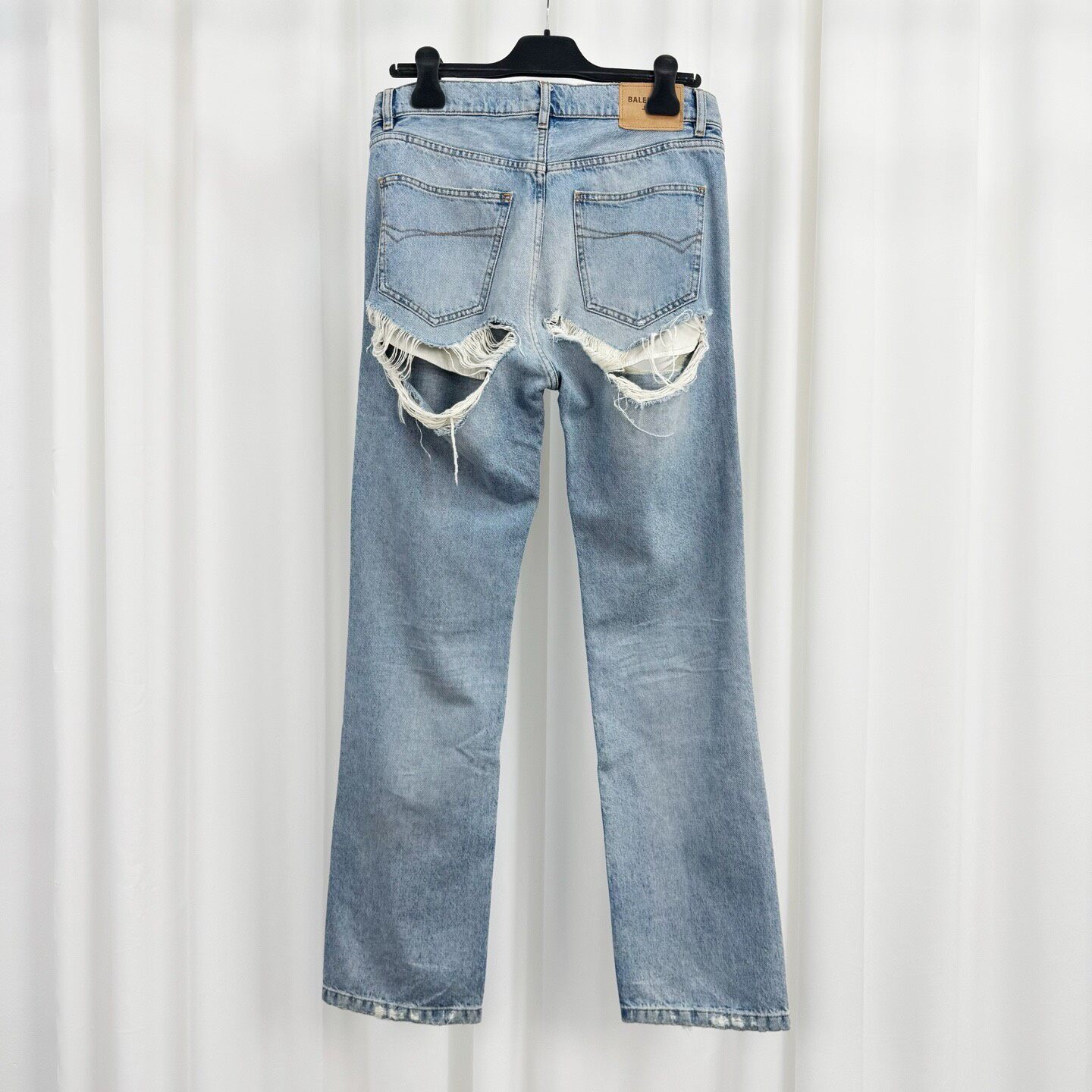 Balenciaga Distressed Straight-Leg Jeans — front