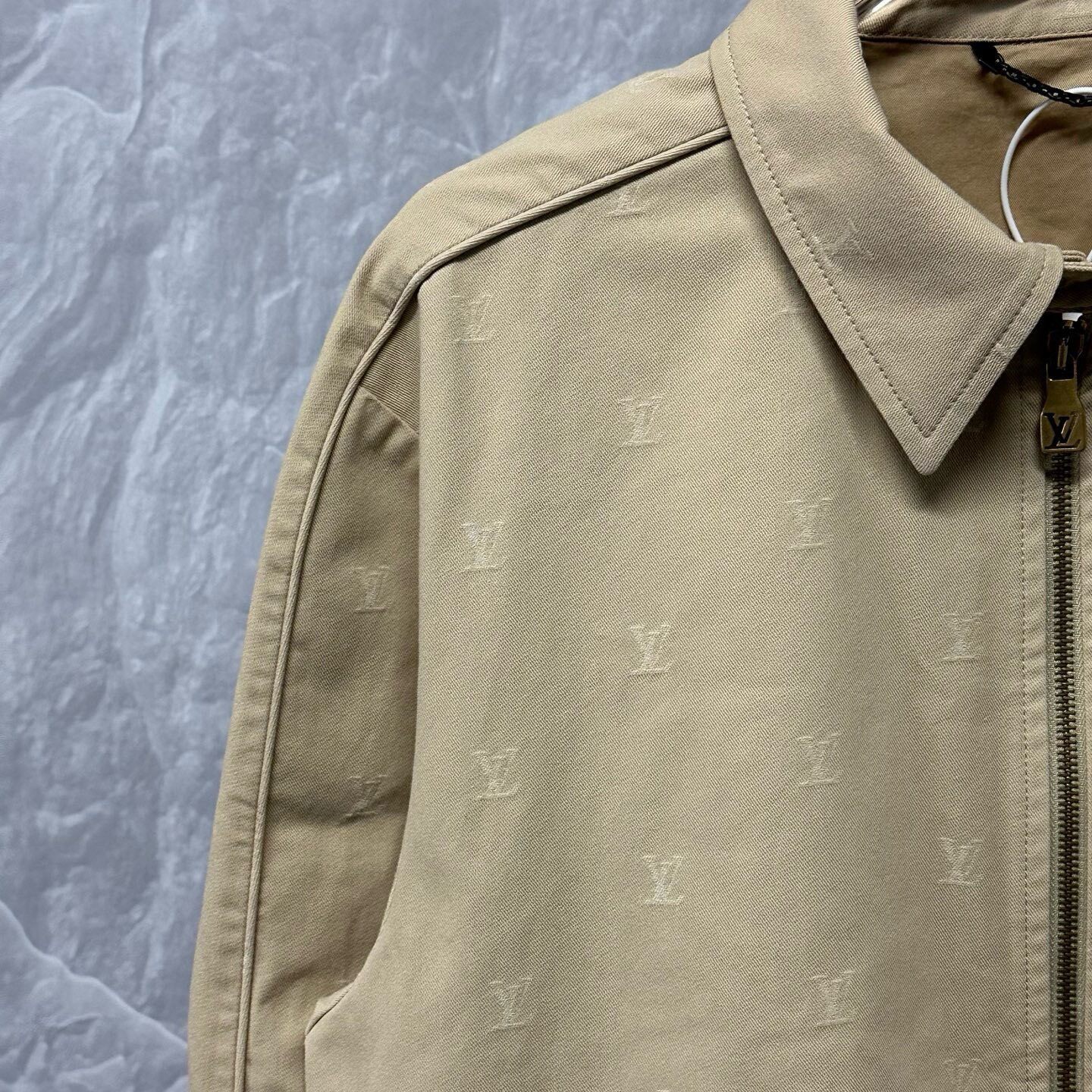 LV FW24 Beige Monogram Zip Jacket — detail