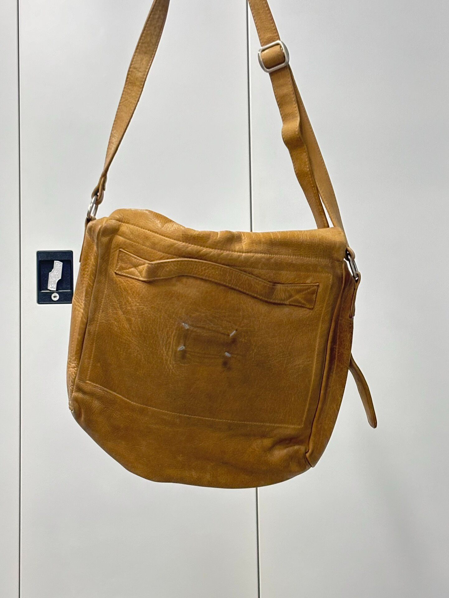 Maison Margiela Tan Leather Messenger Bag — back