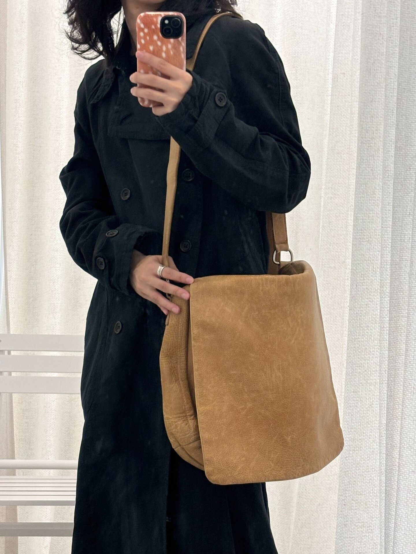 Maison Margiela Tan Leather Messenger Bag — front