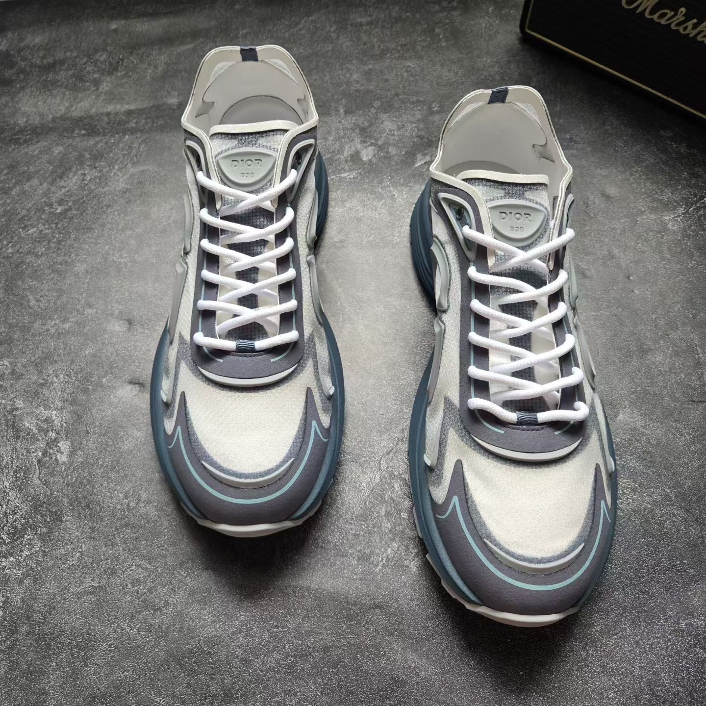Dior B30 White Blue Sneakers — front