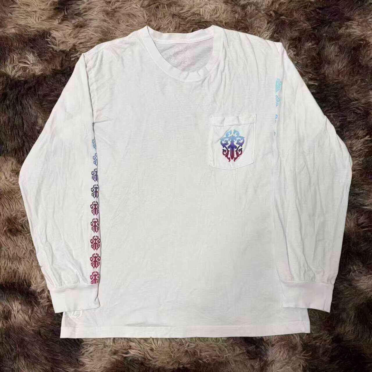 Chrome Hearts White Gradient Long-Sleeve Top