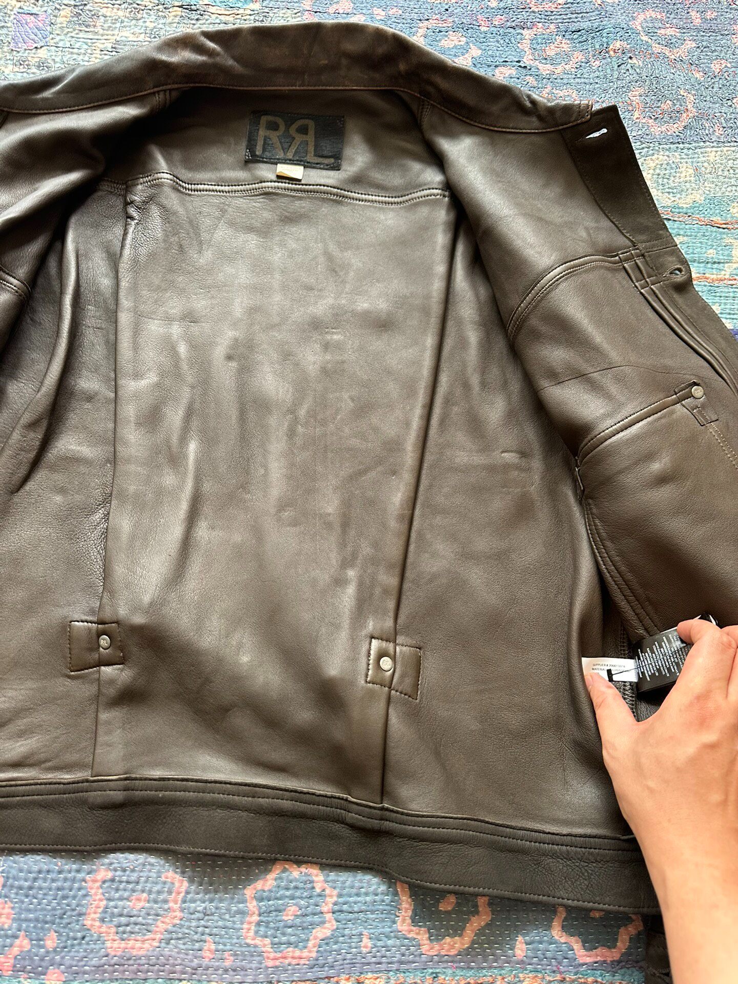 RRL Western Fringed Leather Jacket — label