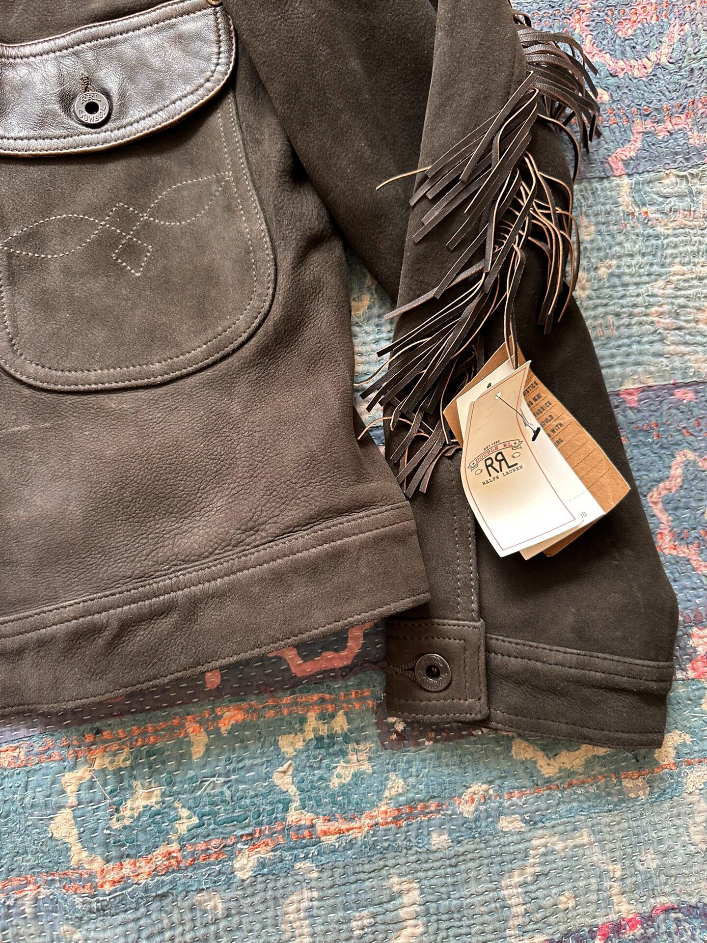 RRL Western Fringed Leather Jacket — back