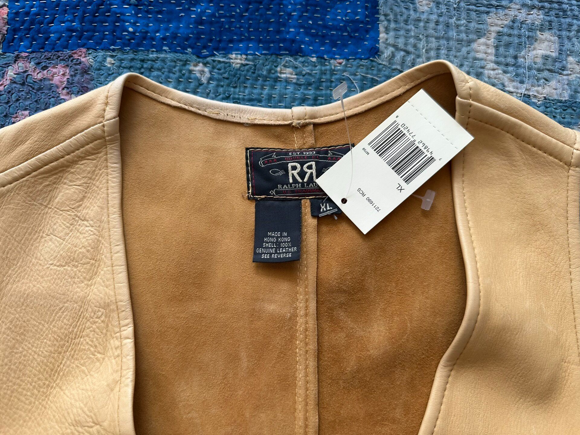 RRL Tan Suede Vest New With Tag — detail