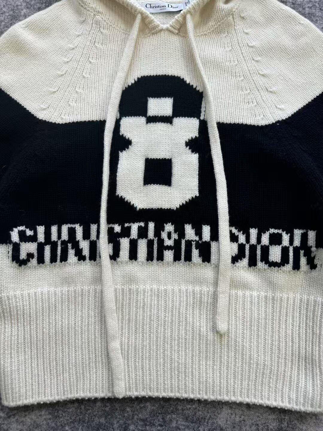 Dior Cream Black 8 Knit Hoodie — detail