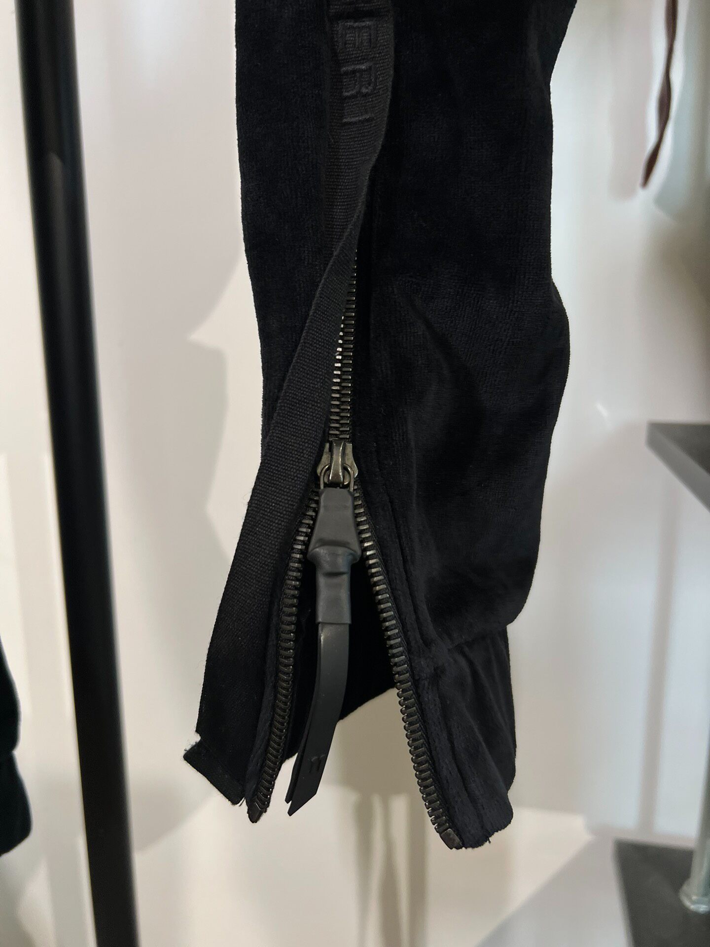 Boris Bidjan Saberi Velour Drop-crotch Pants — label