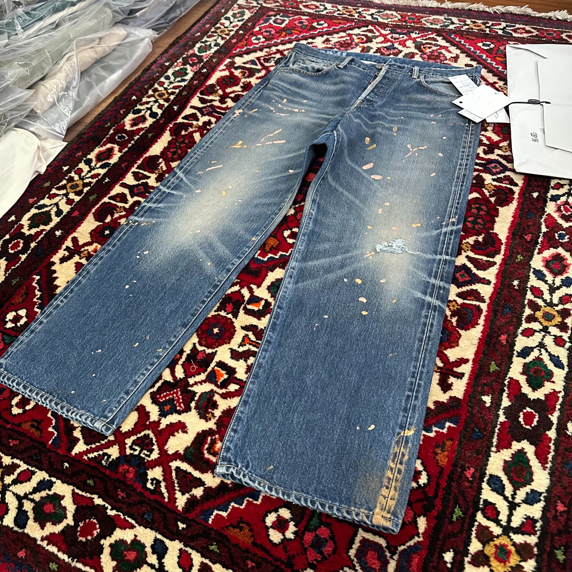 Visvim Narrow Paint Splatter Jeans — back