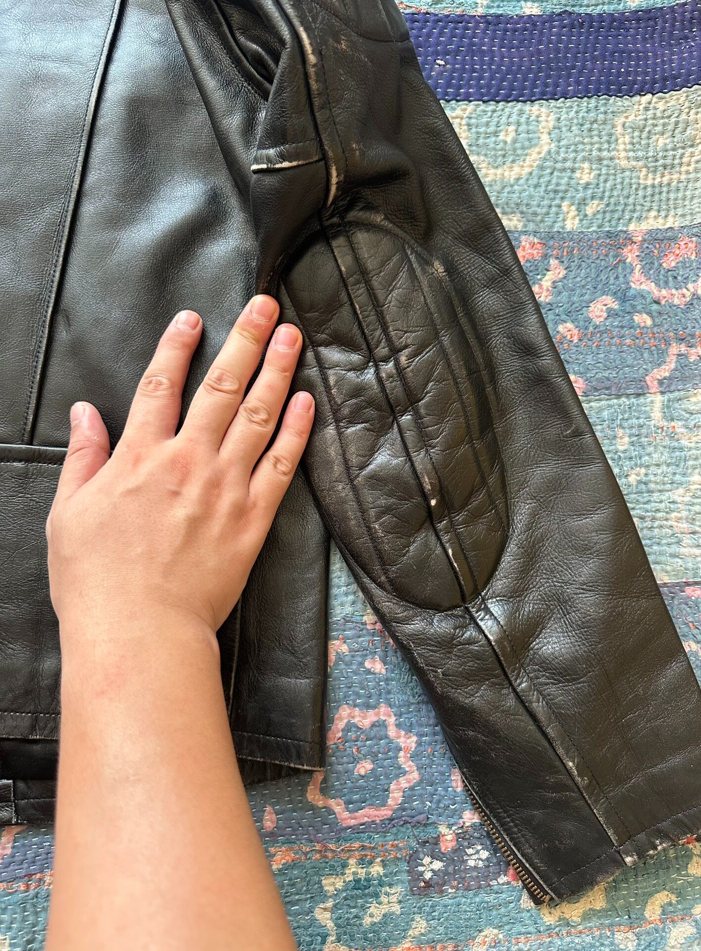RRL J100 Brown Leather Motorcycle Jacket — label