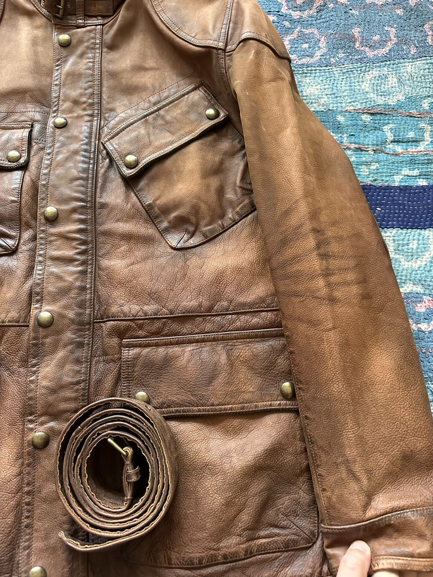 Polo Ralph Lauren Distressed Leather Jacket — detail