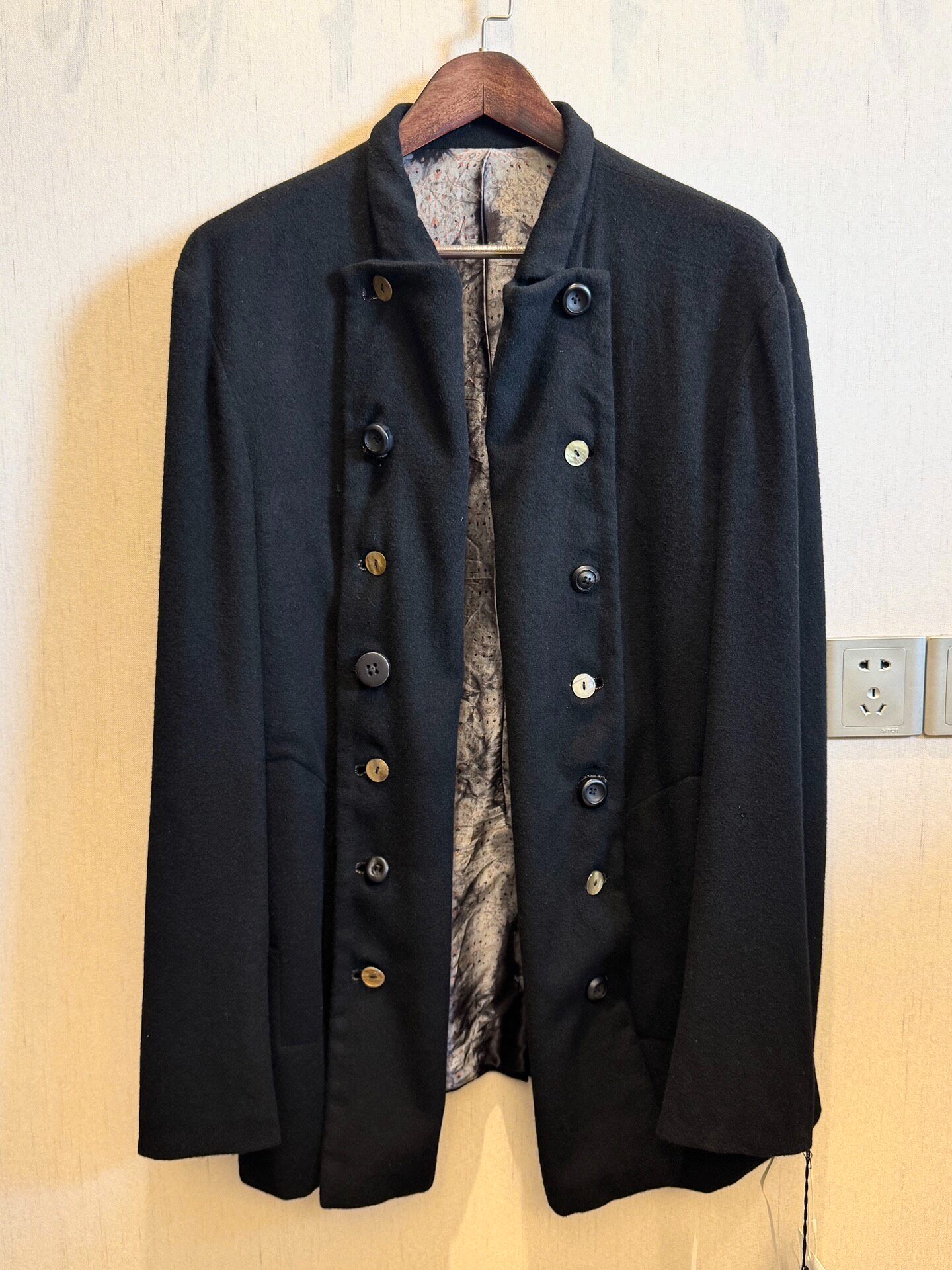Black Double-Breasted Napoleon Coat — back