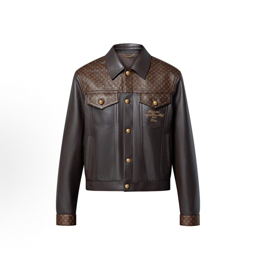 Louis Vuitton SS25 Logo Print Leather Jacket