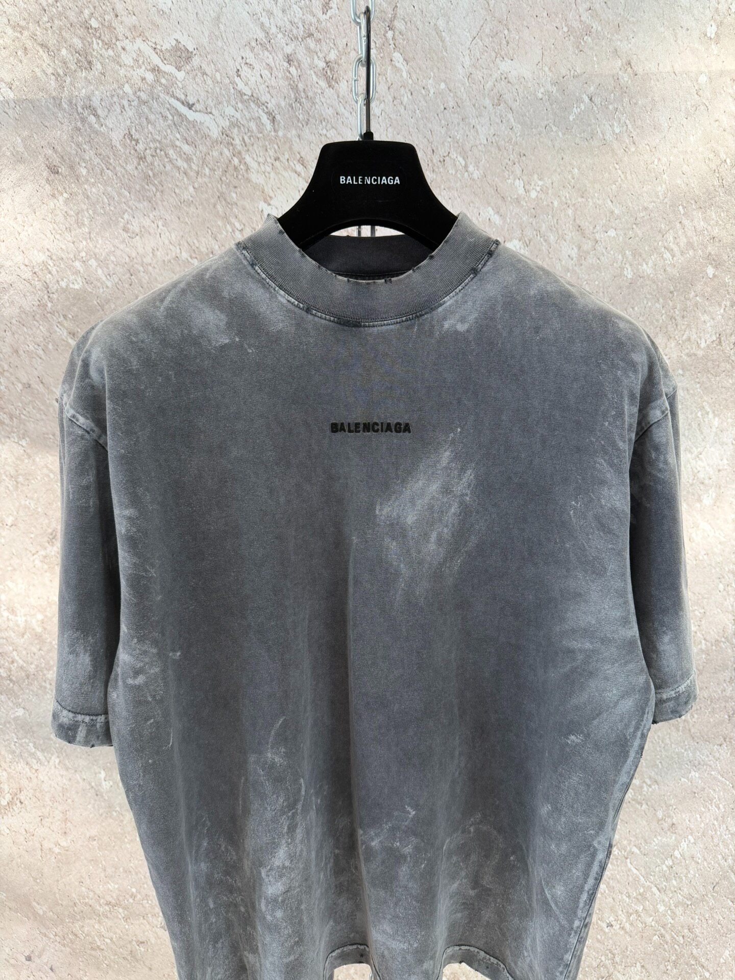 Balenciaga Gray Distressed Short Sleeve T-Shirt — front
