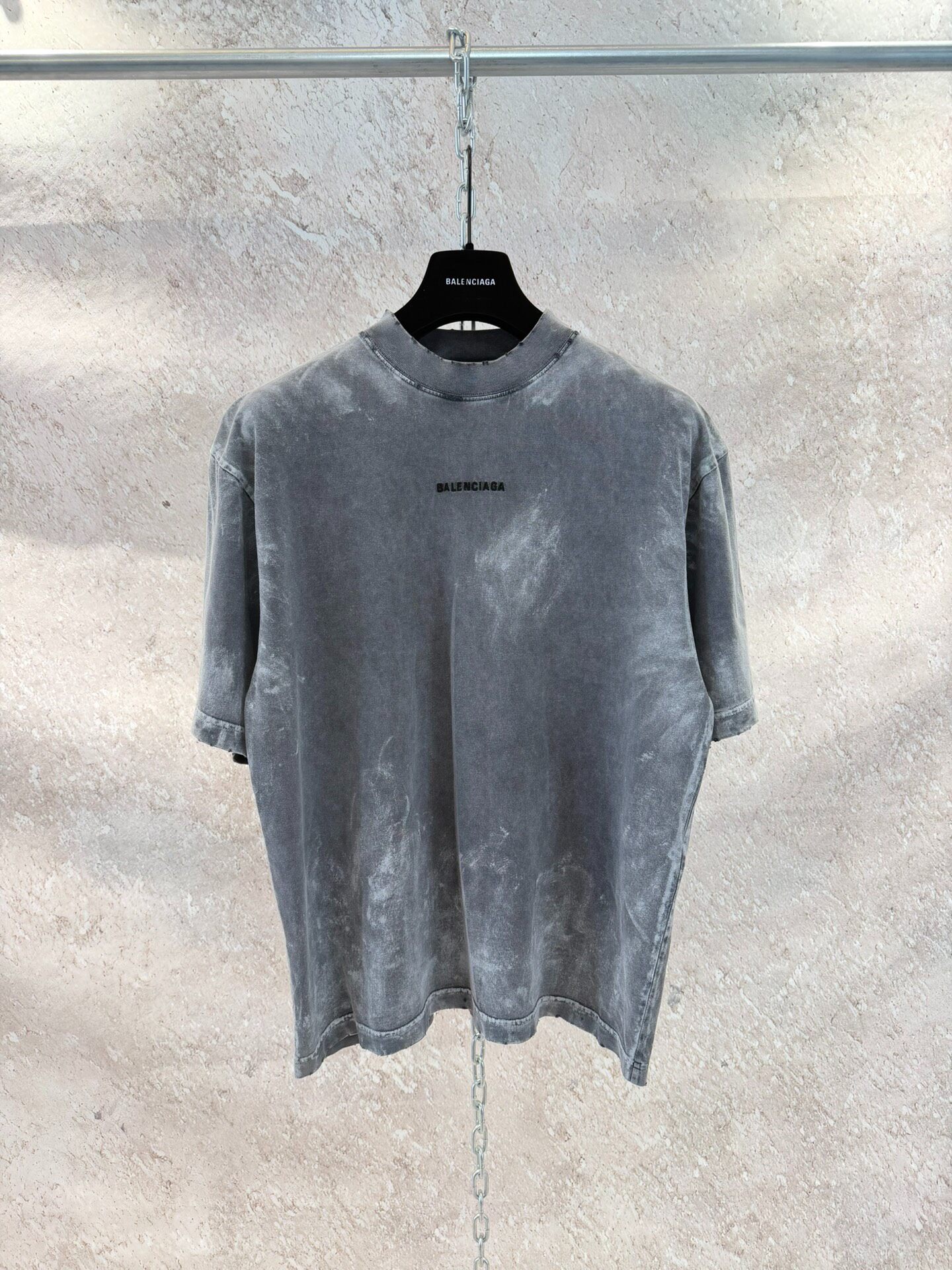 Balenciaga Gray Distressed Short Sleeve T-Shirt