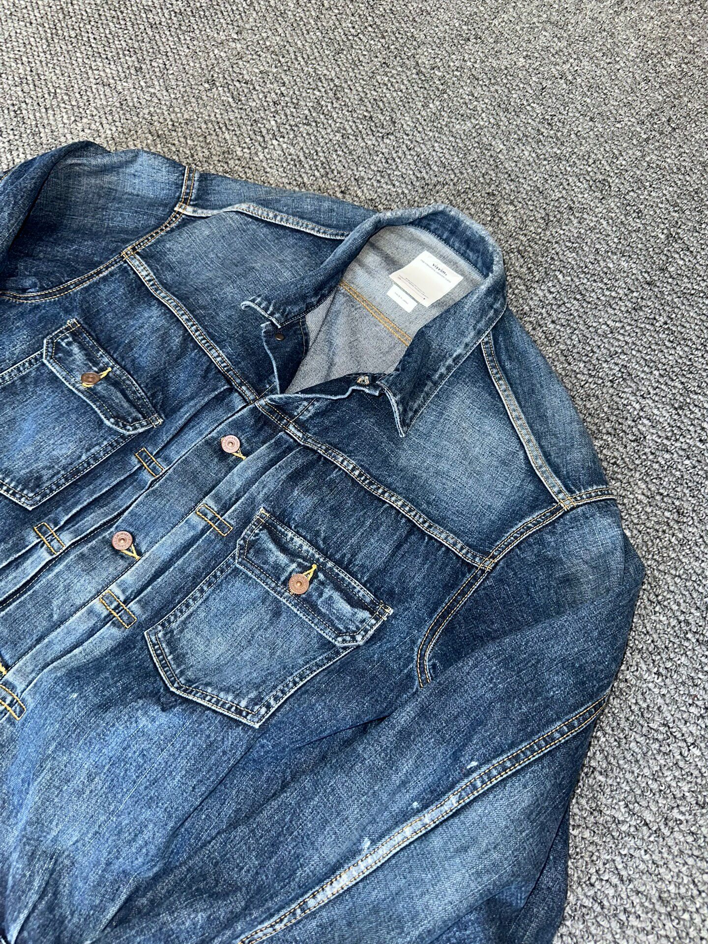 Visvim 101xx Faded Denim Trucker Jacket — front