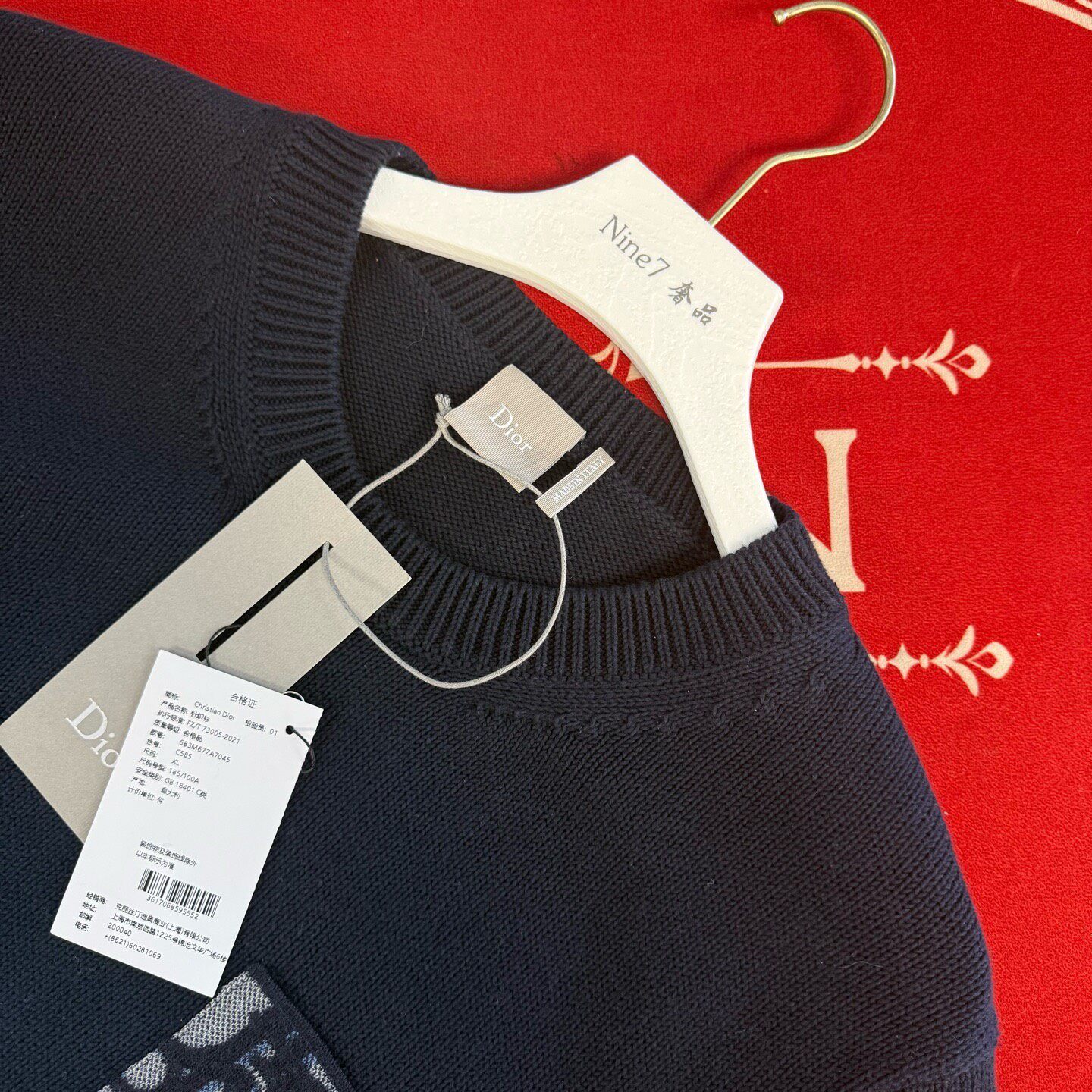 Dior Navy Crewneck Knit Sweater — detail