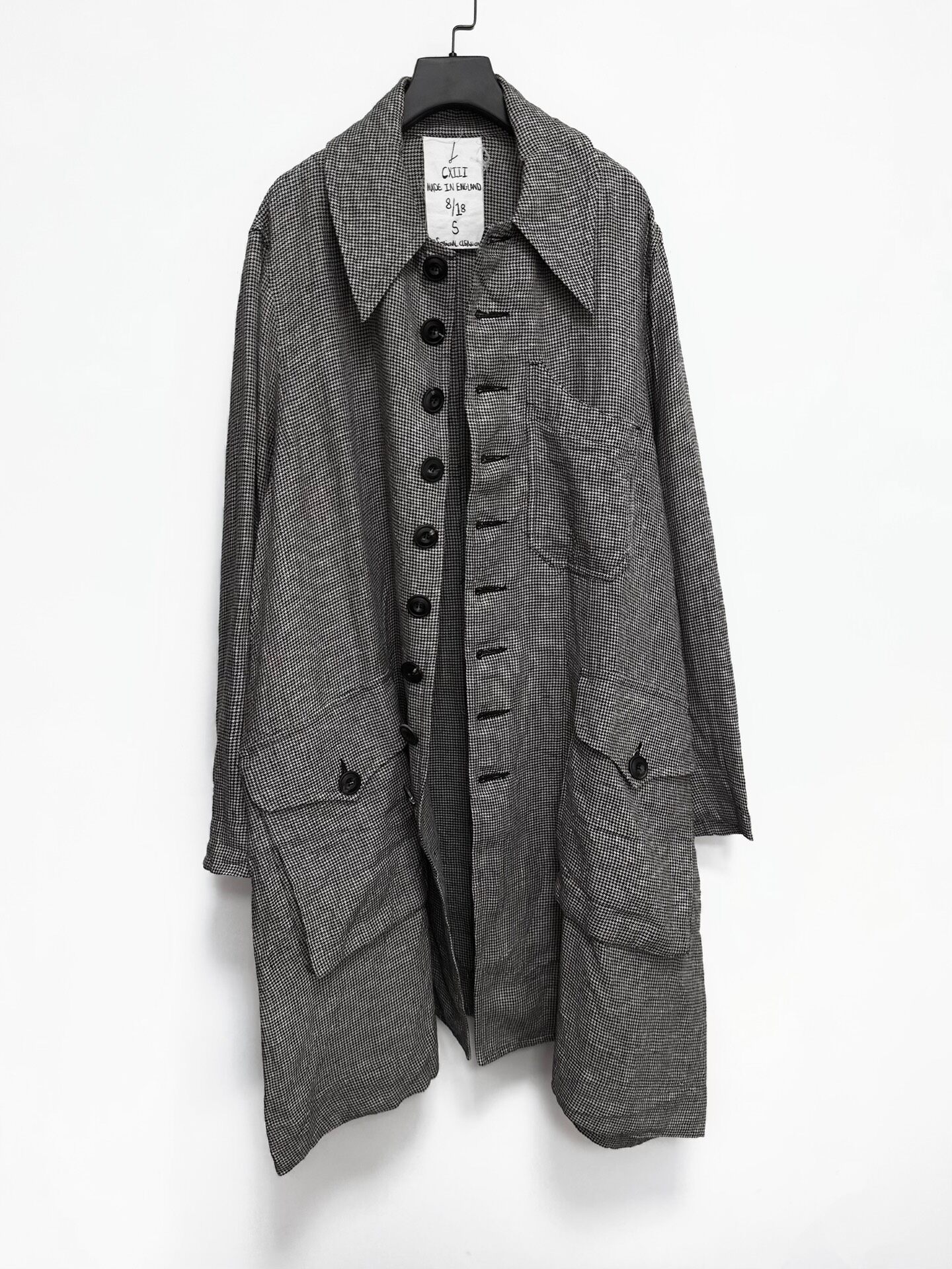 John Alexander Skelton 23SS Houndstooth Linen Coat — front