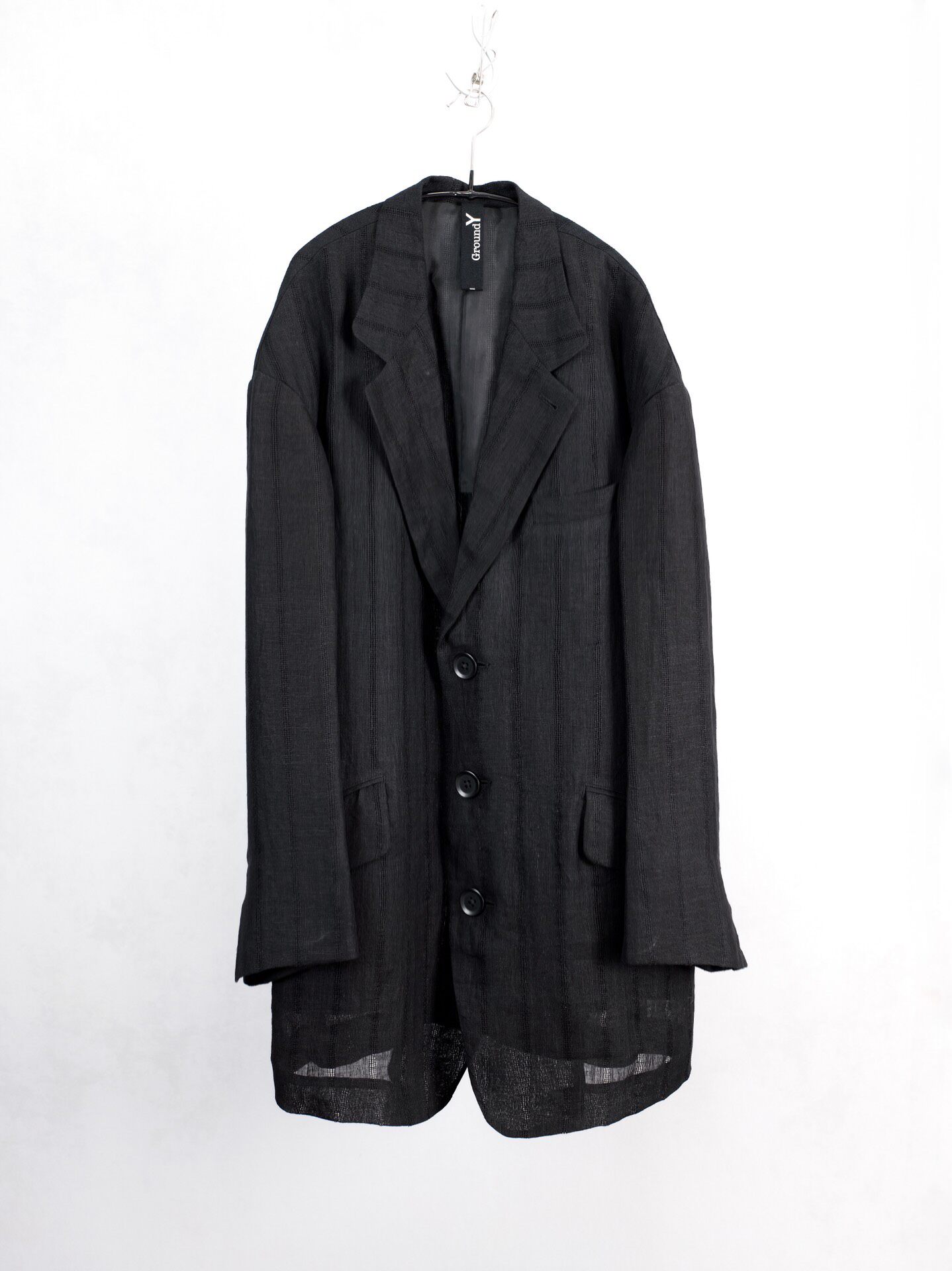 Yohji Yamamoto Ground Y Long Linen Blazer — front