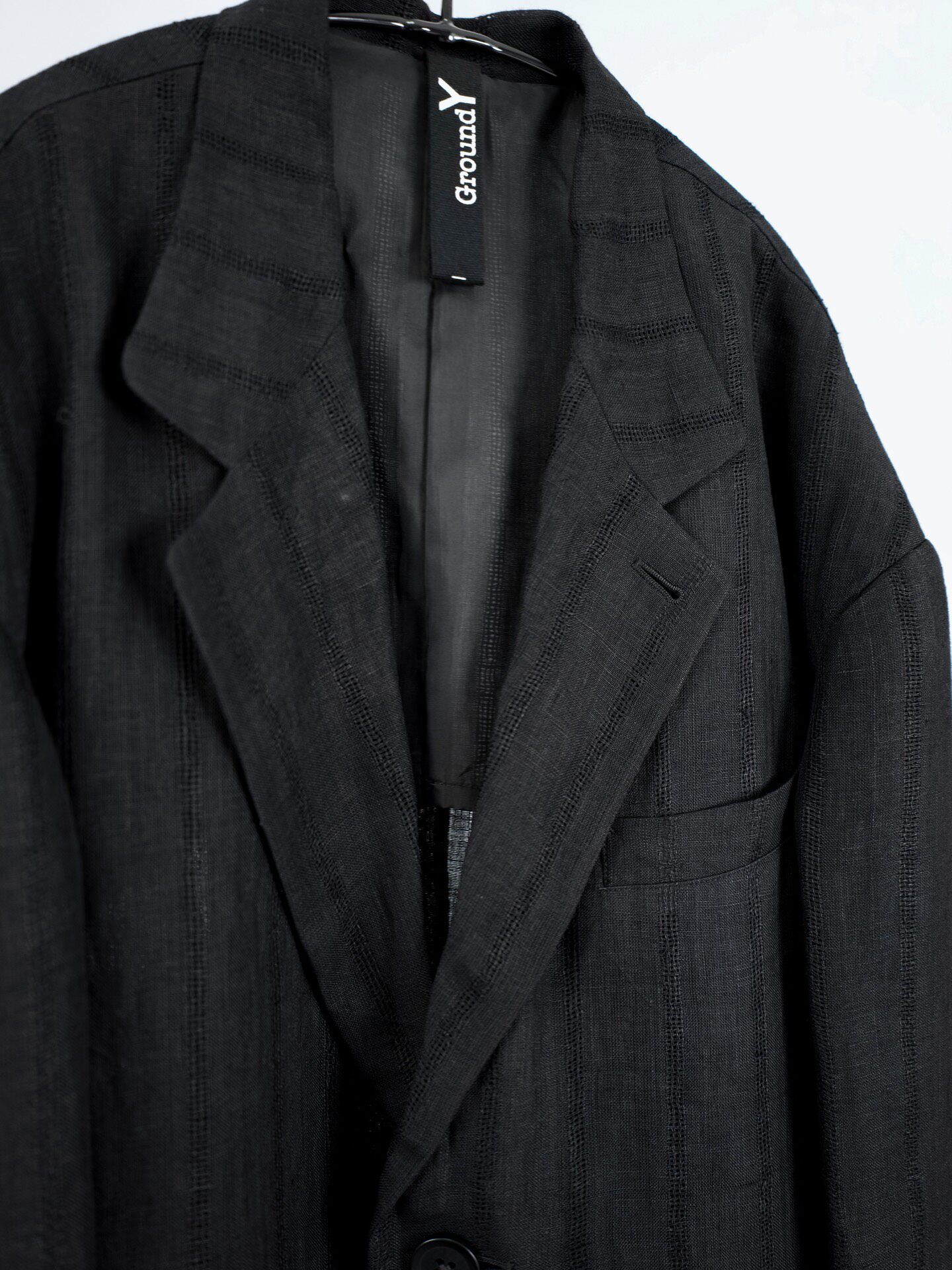 Yohji Yamamoto Ground Y Long Linen Blazer — label