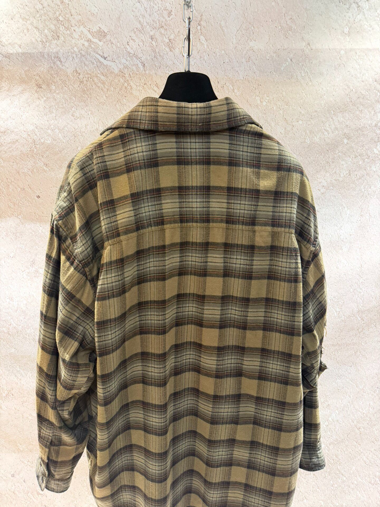 Balenciaga Yellow Plaid Fake Two-Piece Shirt — back