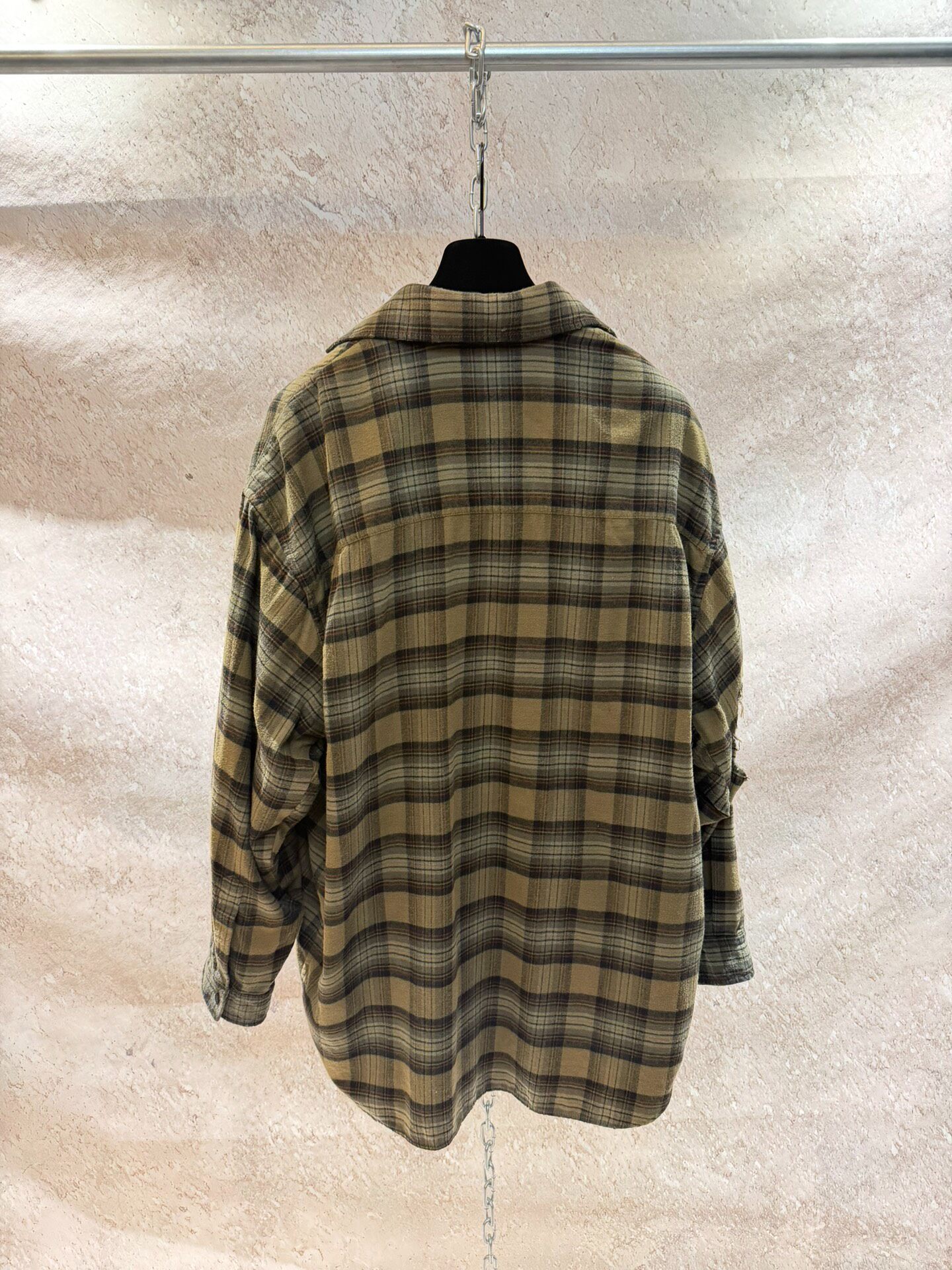 Balenciaga Yellow Plaid Fake Two-Piece Shirt — detail