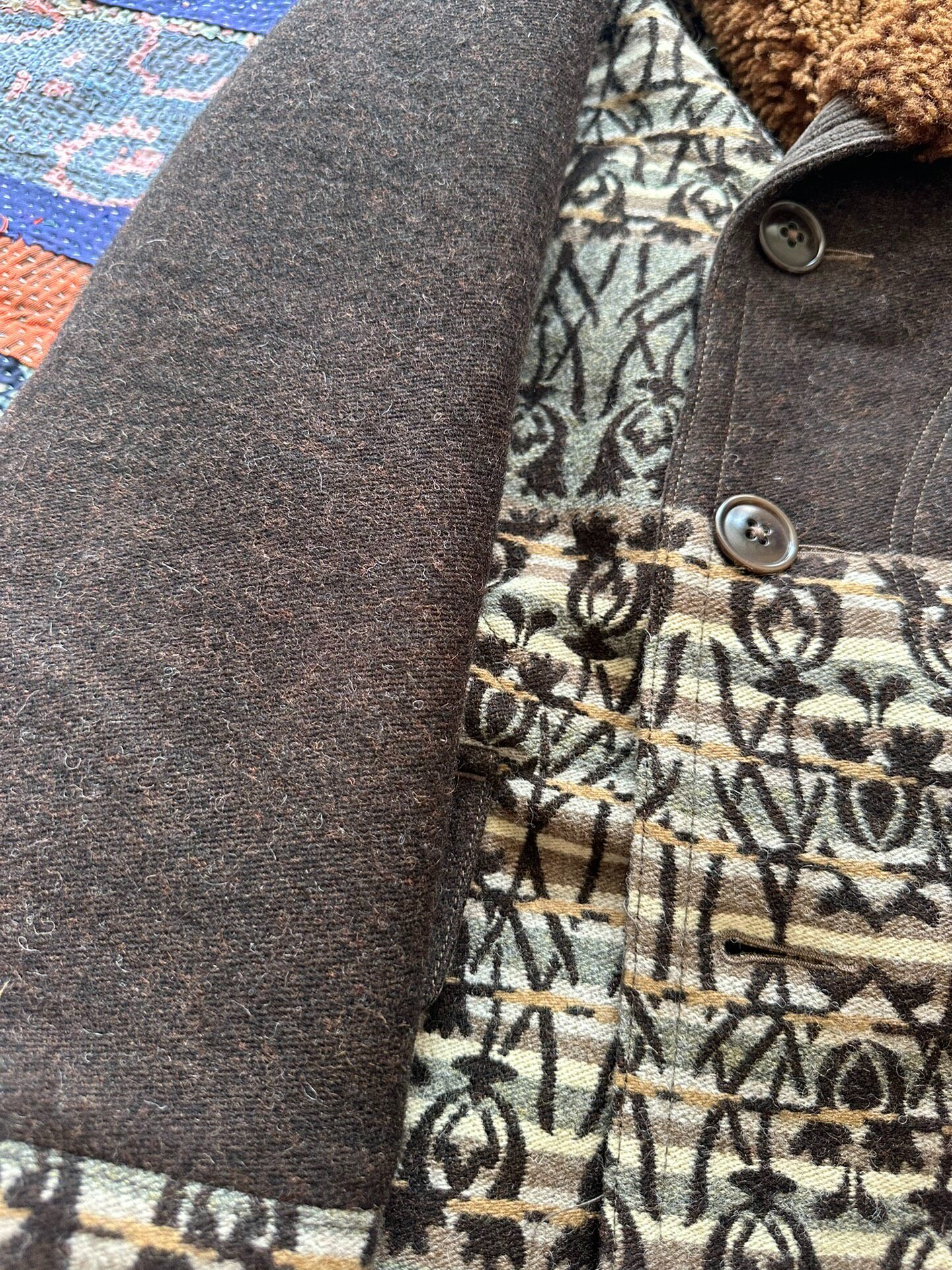 RRL Southwestern Shearling Collar Coat — label