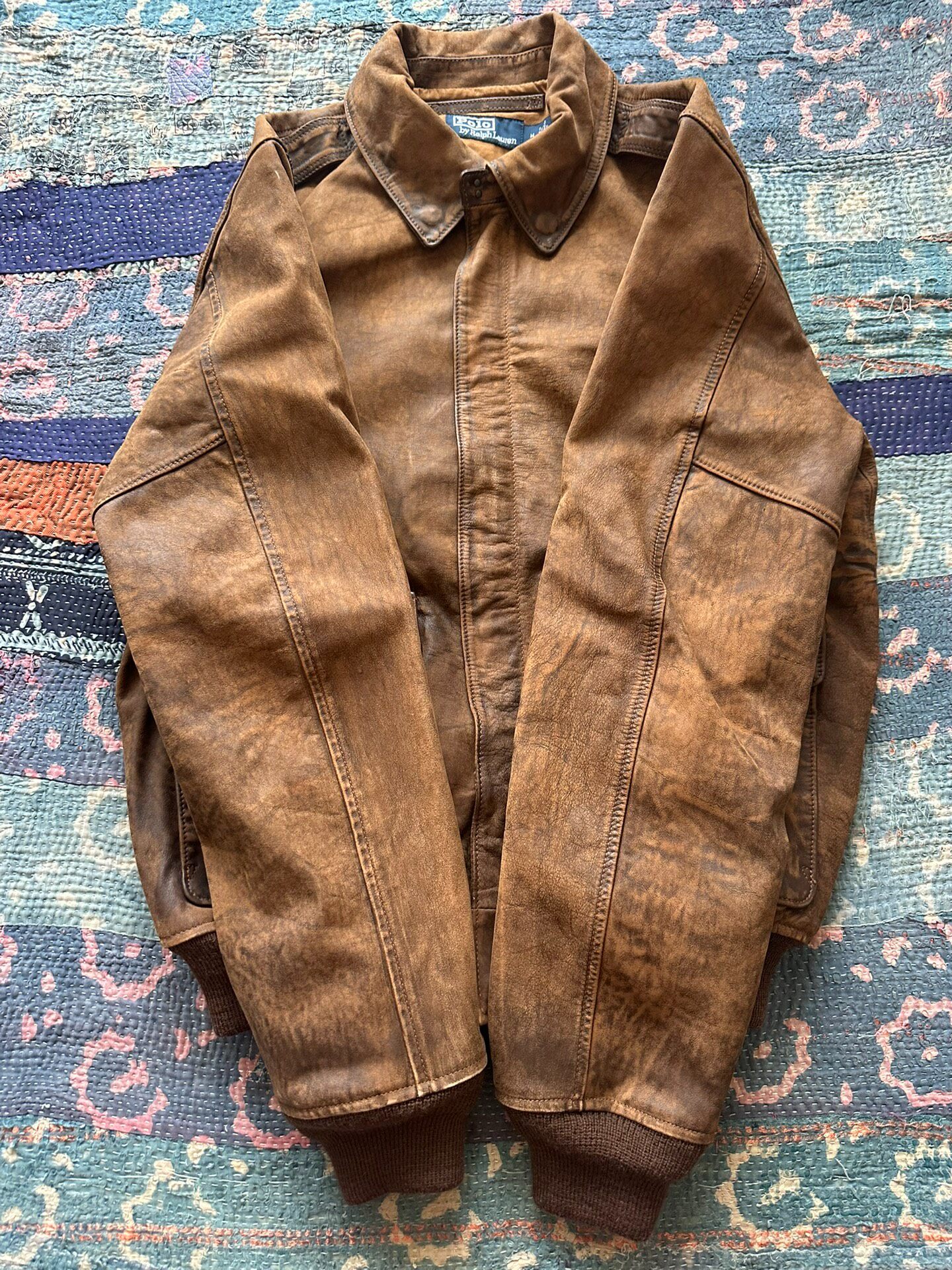 Polo Ralph Lauren Distressed Brown A2 Jacket — detail