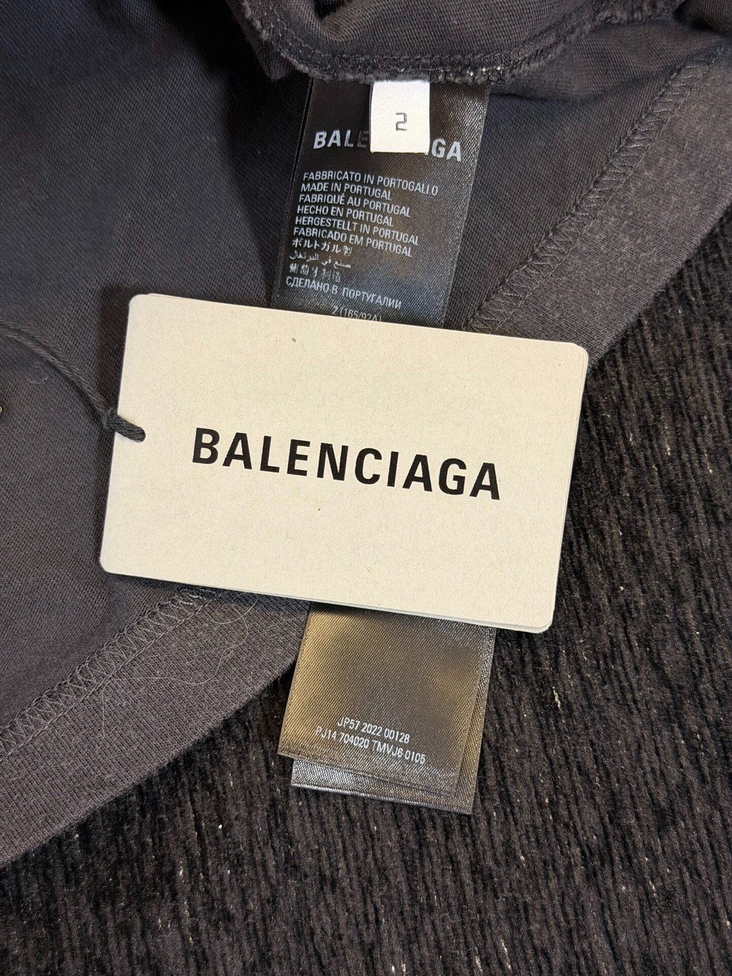 Balenciaga Washed Short-Sleeve Tee — label