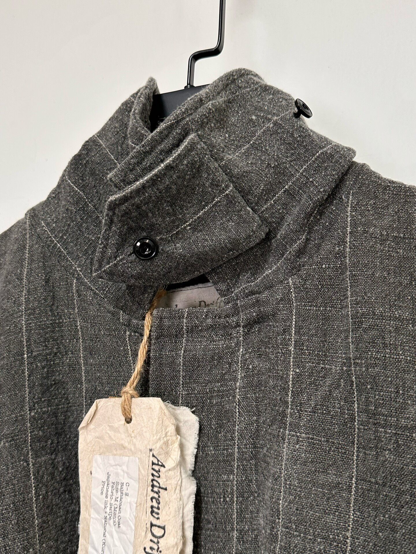 Andrew Driftwood C-2 Balmacean Coat — label