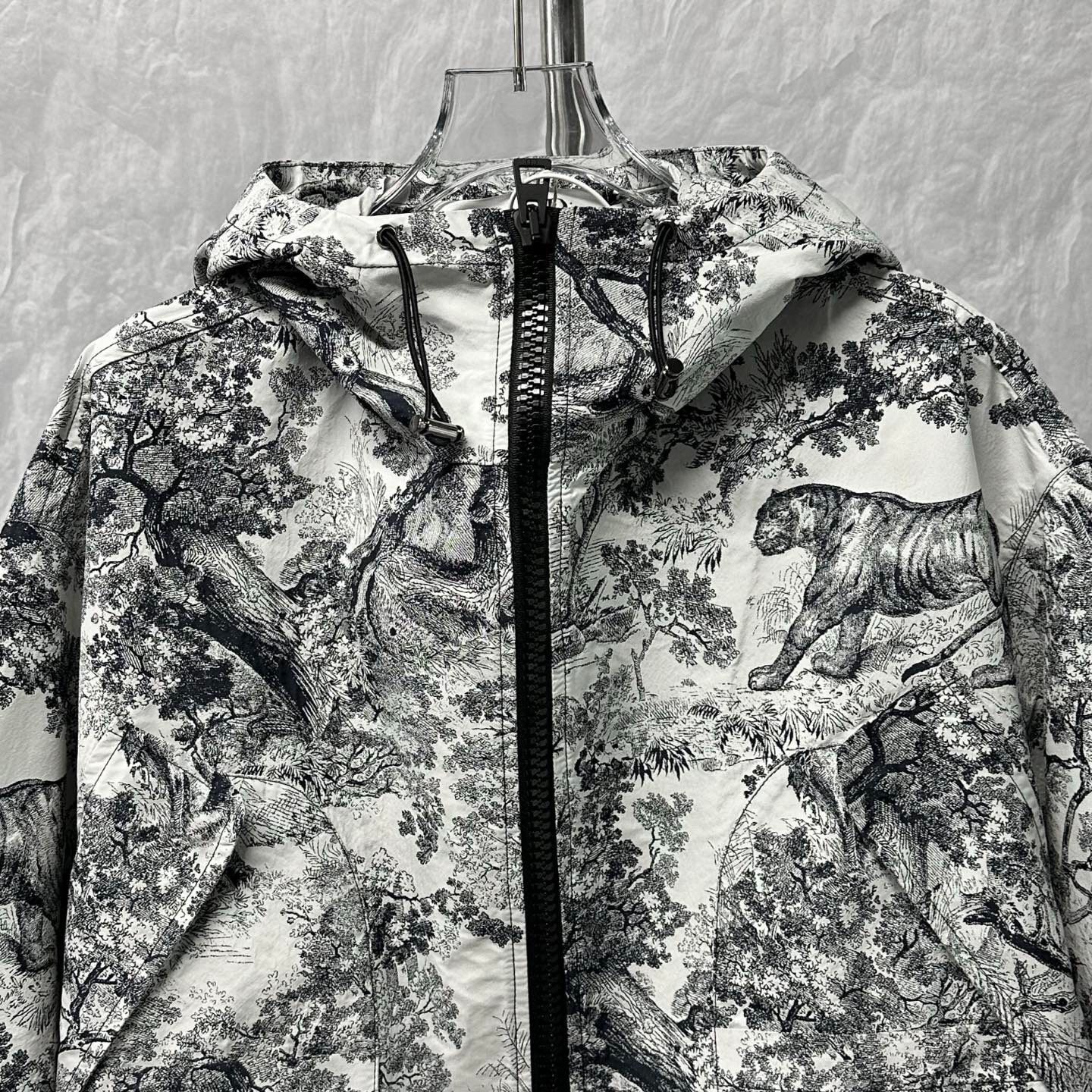 Dior Animal Print Hooded Zip Jacket — front