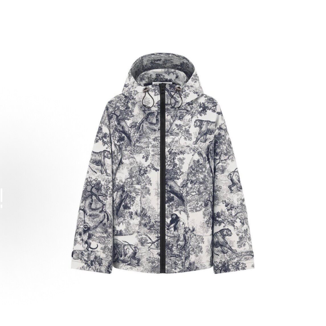Dior Animal Print Hooded Zip Jacket — label