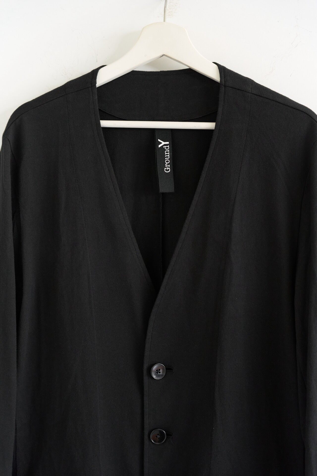 Yohji Yamamoto Ground Y 20SS Uncollared Coat — detail