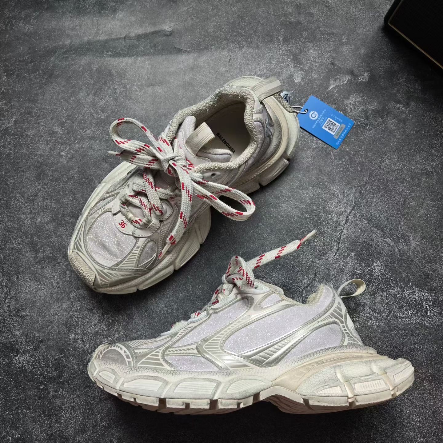 Balenciaga 3XL Silver Glitter Dad Sneakers — back