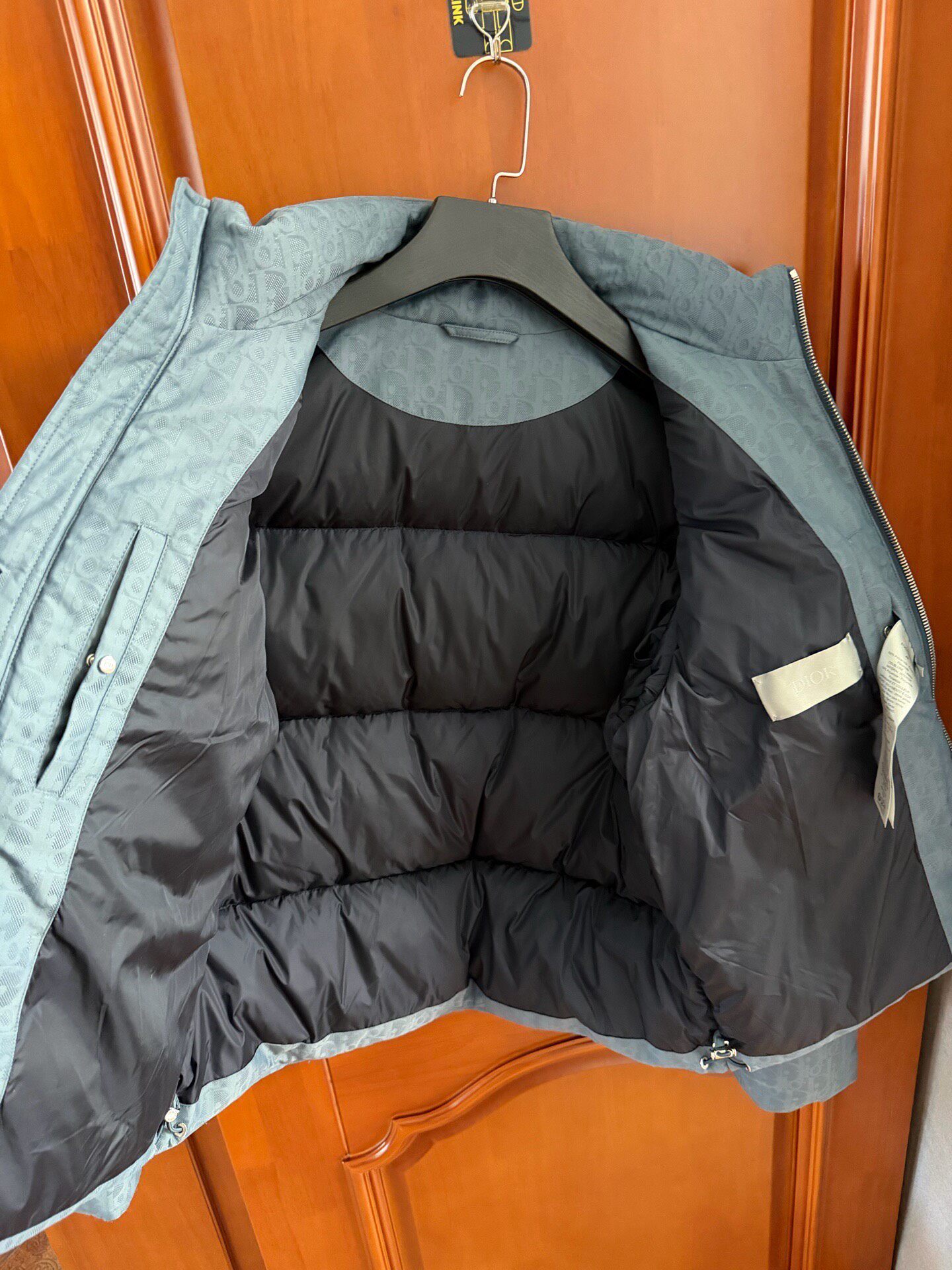 Dior Haze Blue Monogram Puffer Jacket — detail
