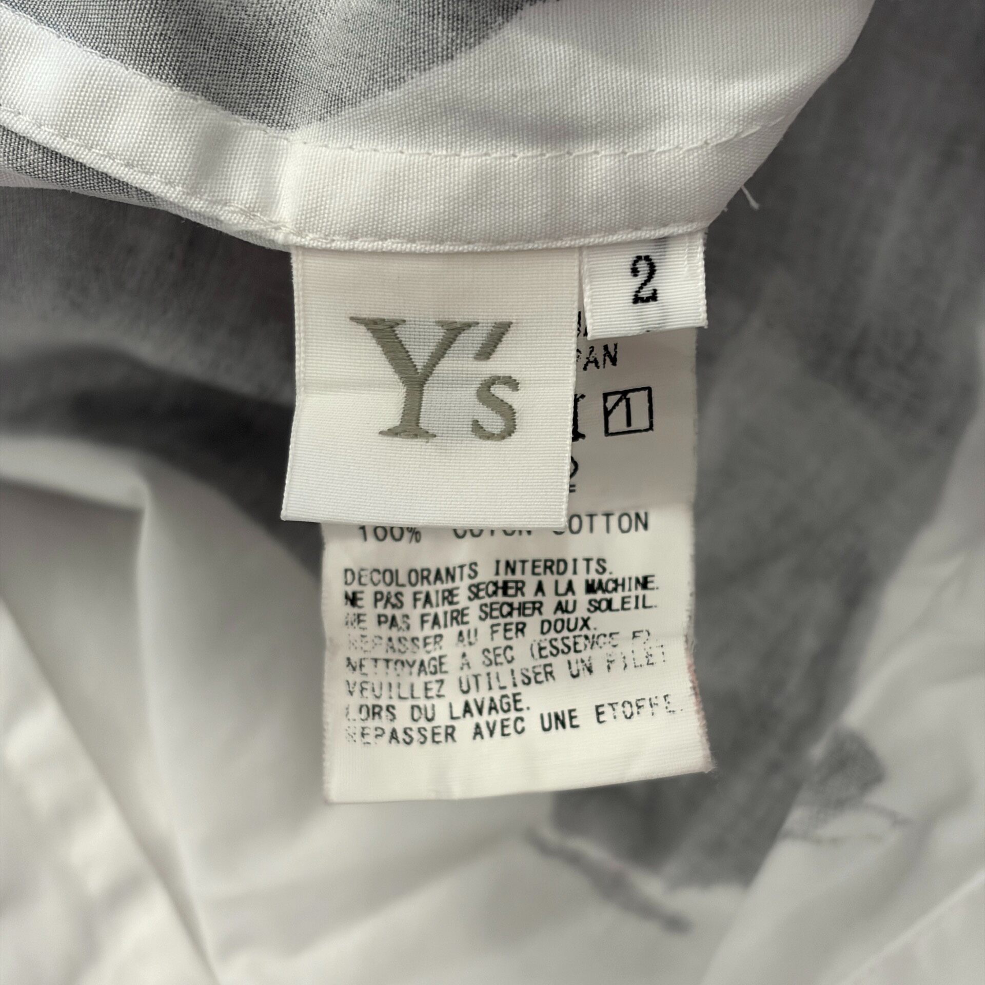 Yohji Yamamoto 22SS Portrait Cotton Shirt — label