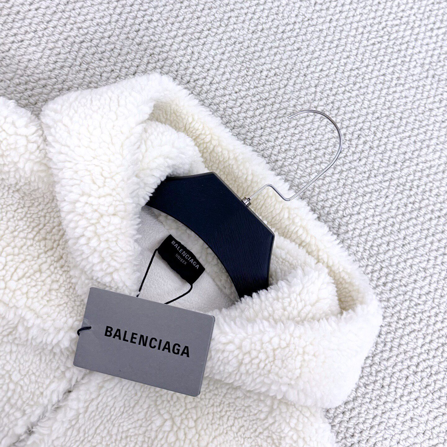Balenciaga SS23 Cream Lamb Fur Jacket — detail