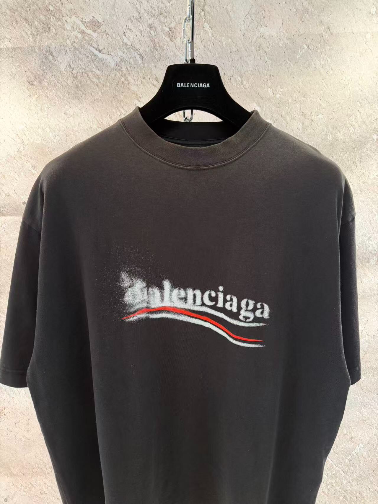Balenciaga Black Blurred Logo Tee — front