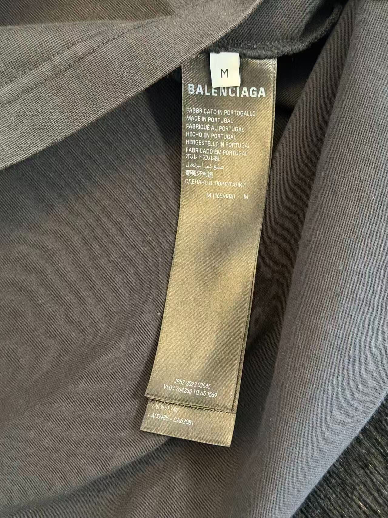 Balenciaga Black Blurred Logo Tee — label