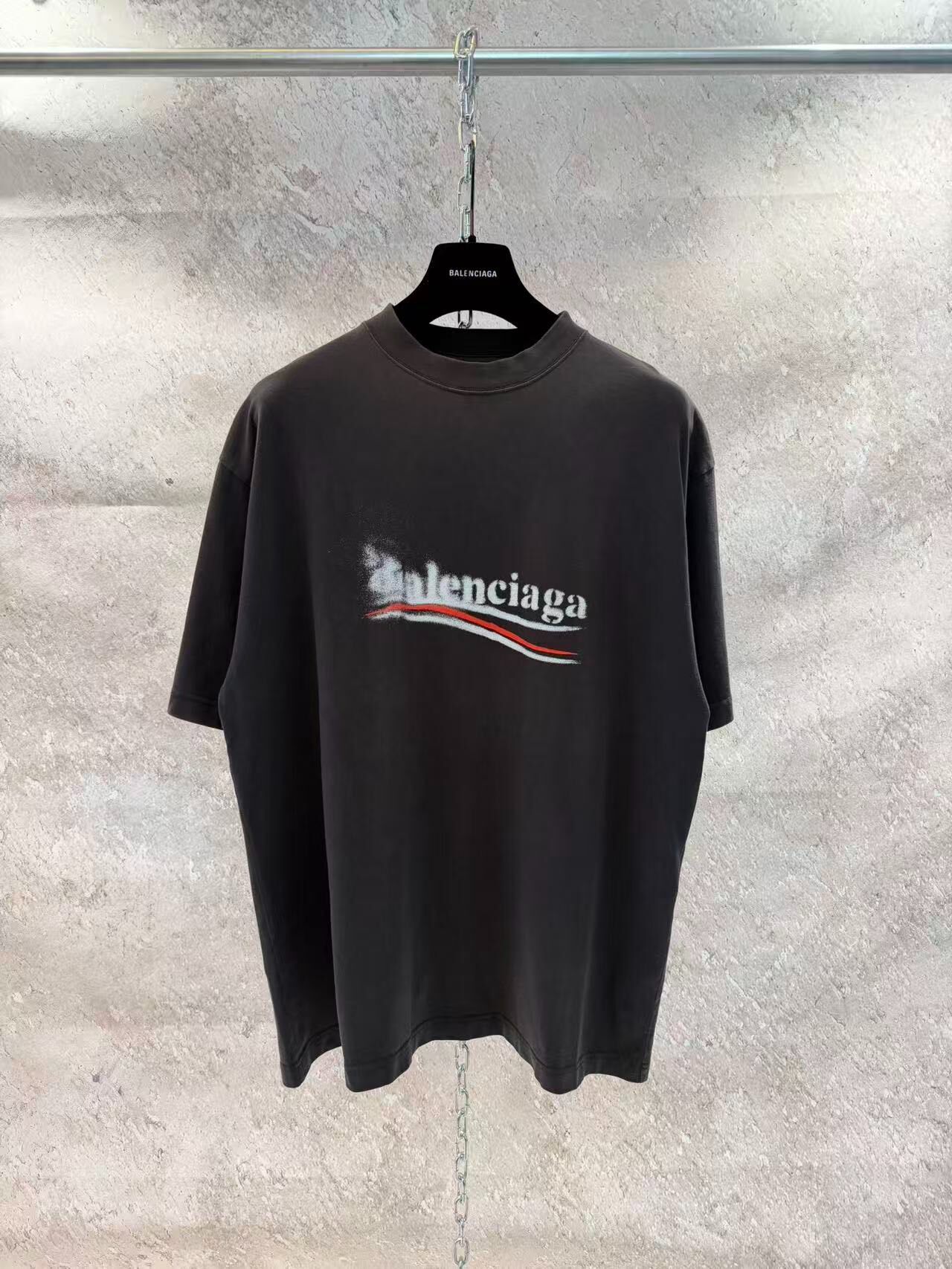 Balenciaga Black Blurred Logo Tee