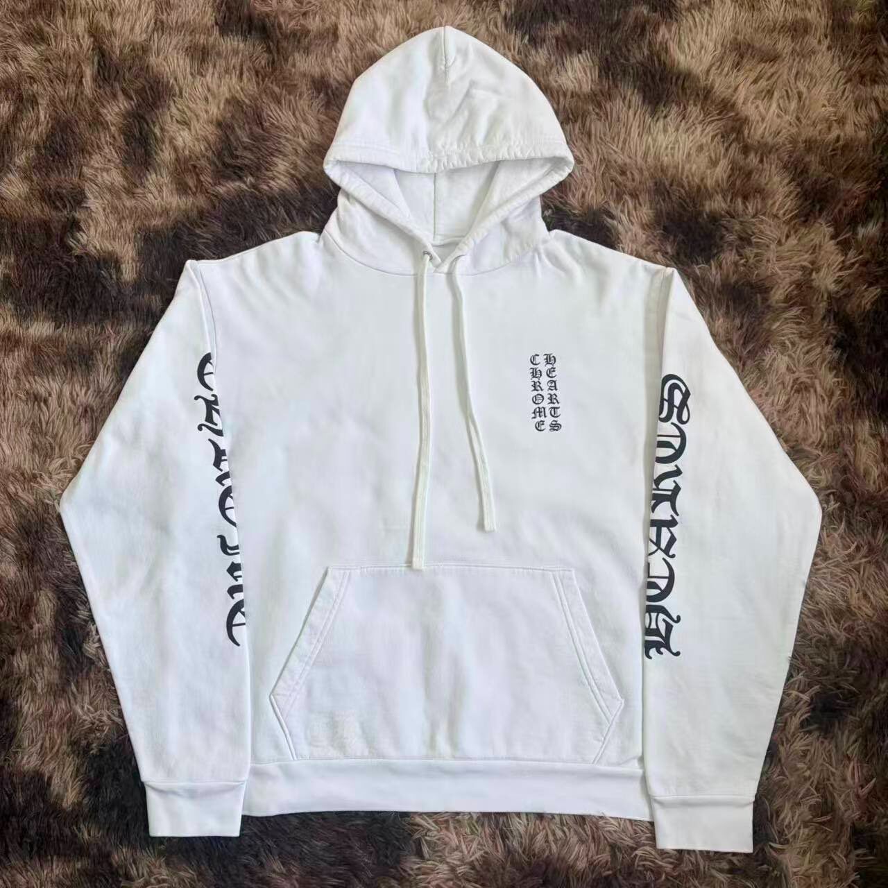 Chrome Hearts Gothic Text White Hoodie
