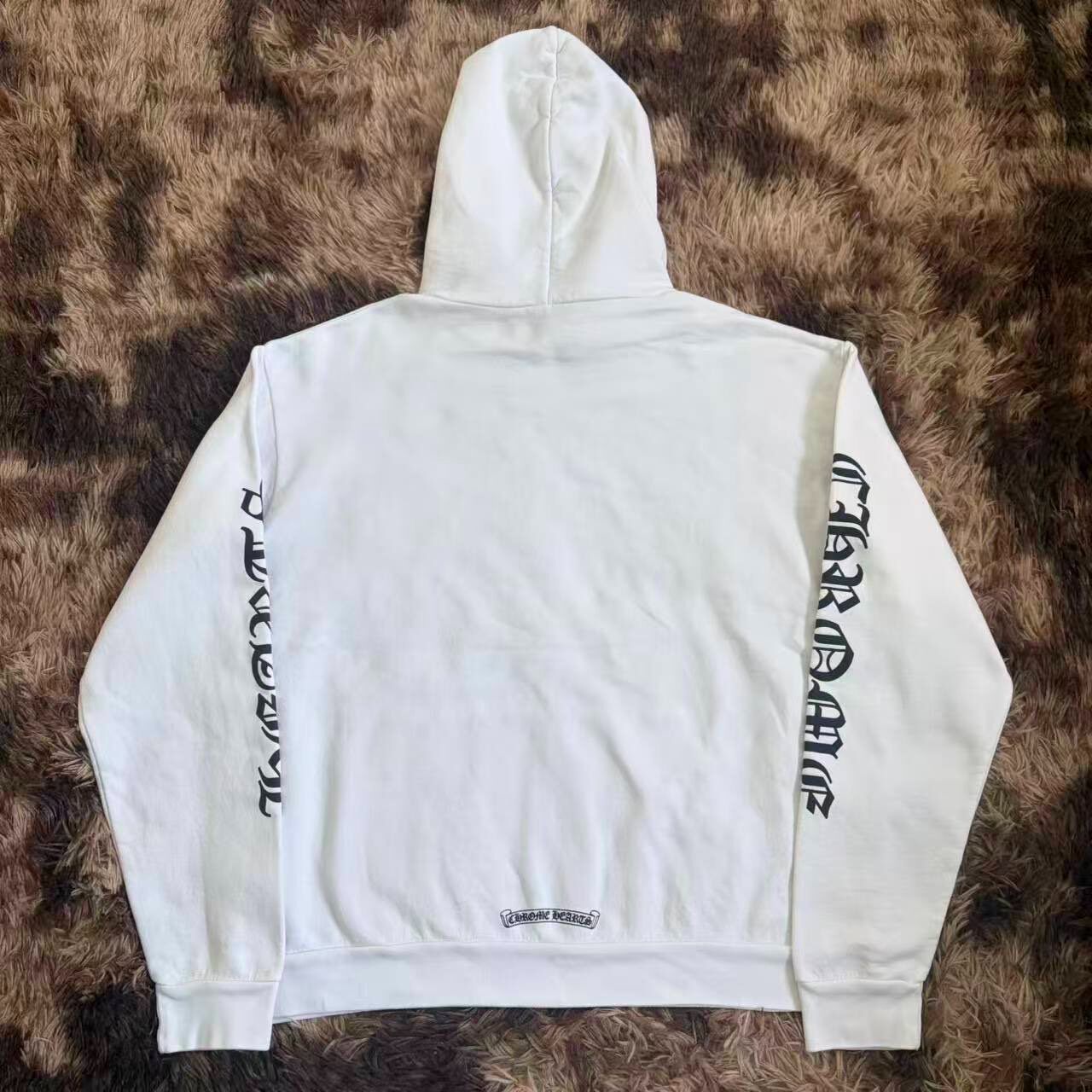 Chrome Hearts Gothic Text White Hoodie — front