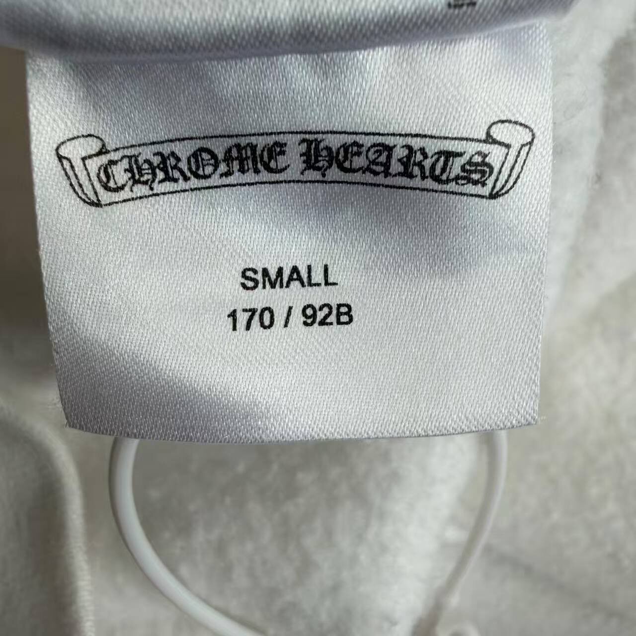 Chrome Hearts Gothic Text White Hoodie — label
