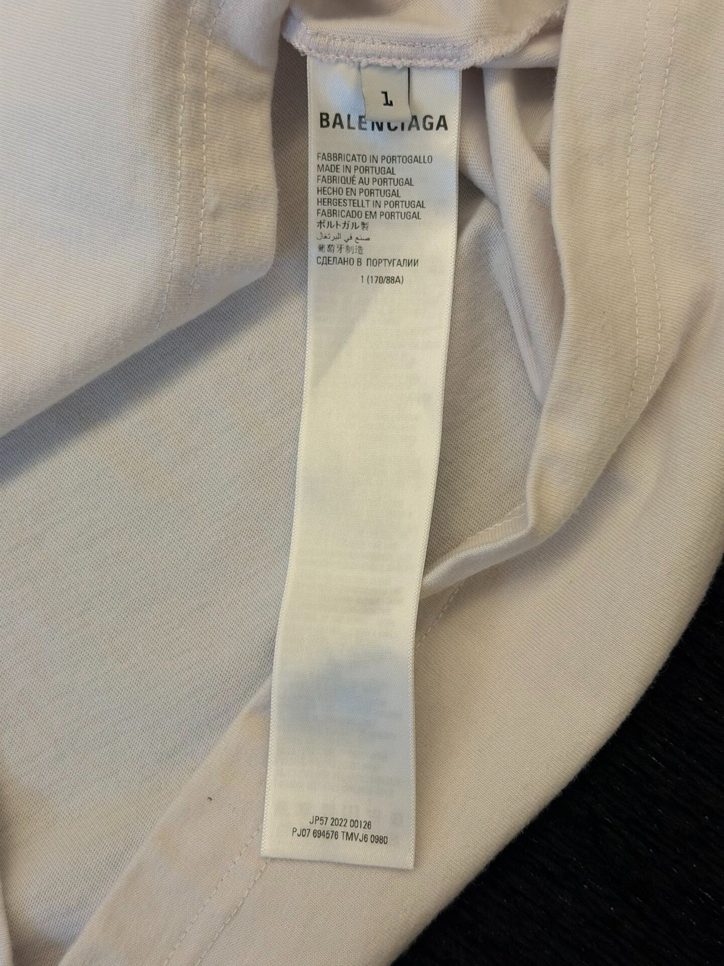 Balenciaga White Short Sleeve T-Shirt — label