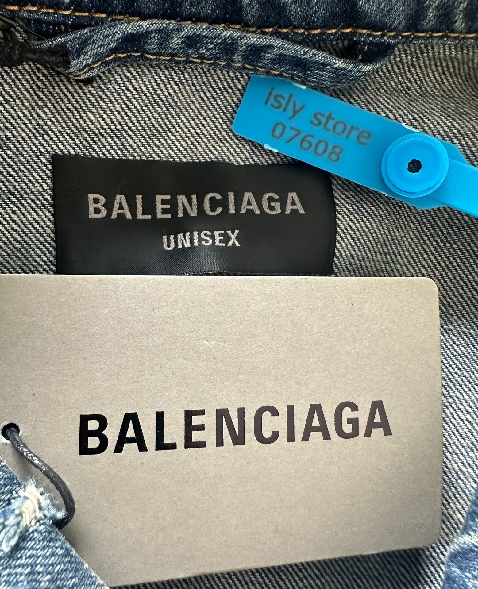 Balenciaga Men’s Blue Denim Jacket — label
