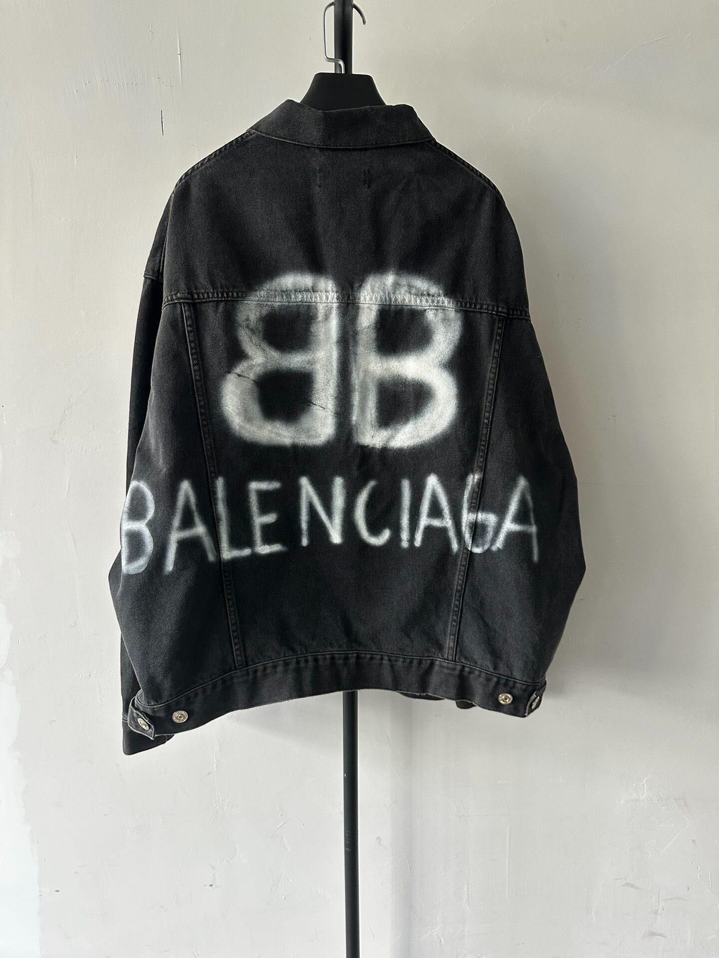 Balenciaga Spray Logo Denim Jacket — front