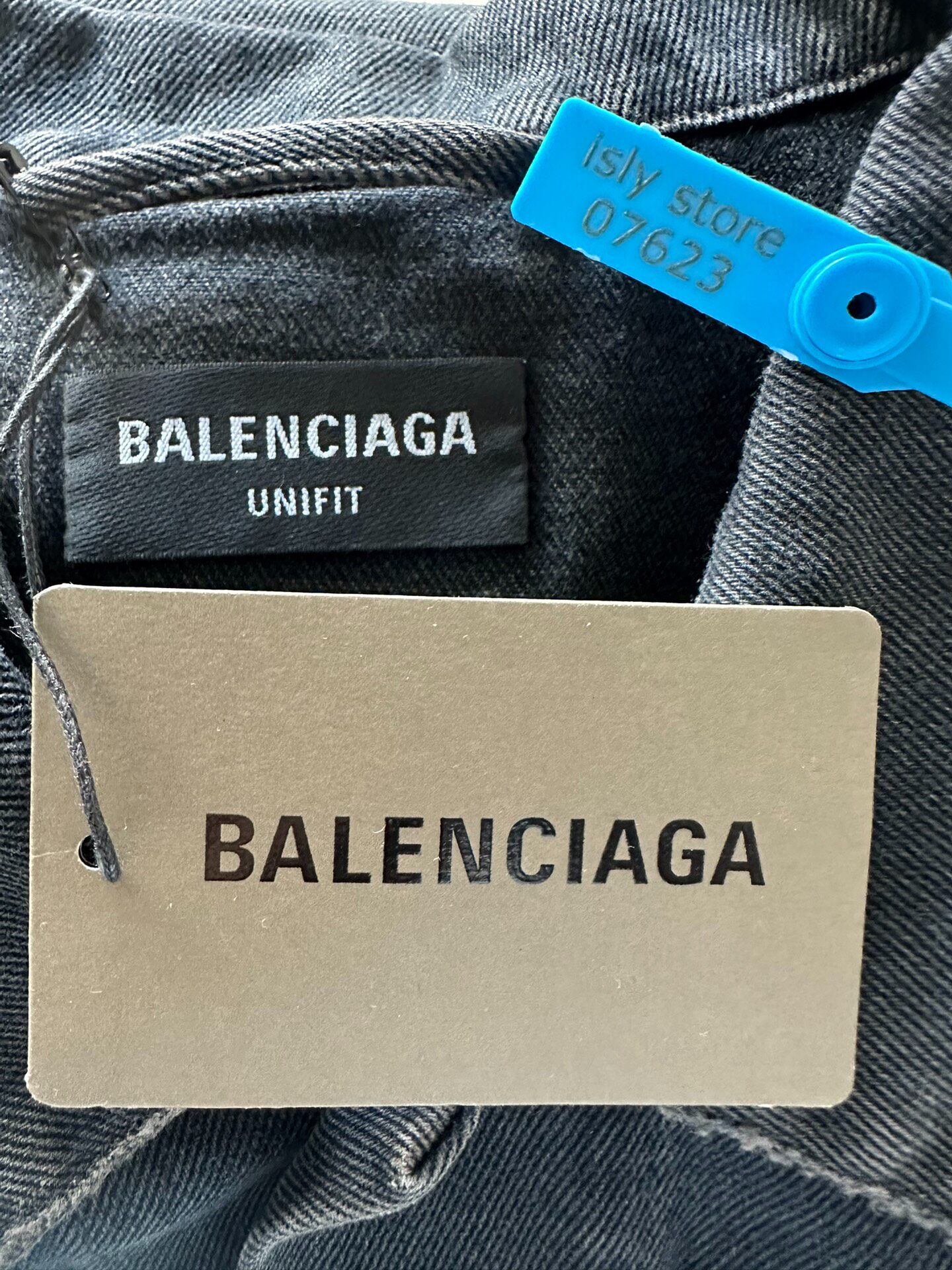 Balenciaga Spray Logo Denim Jacket — label