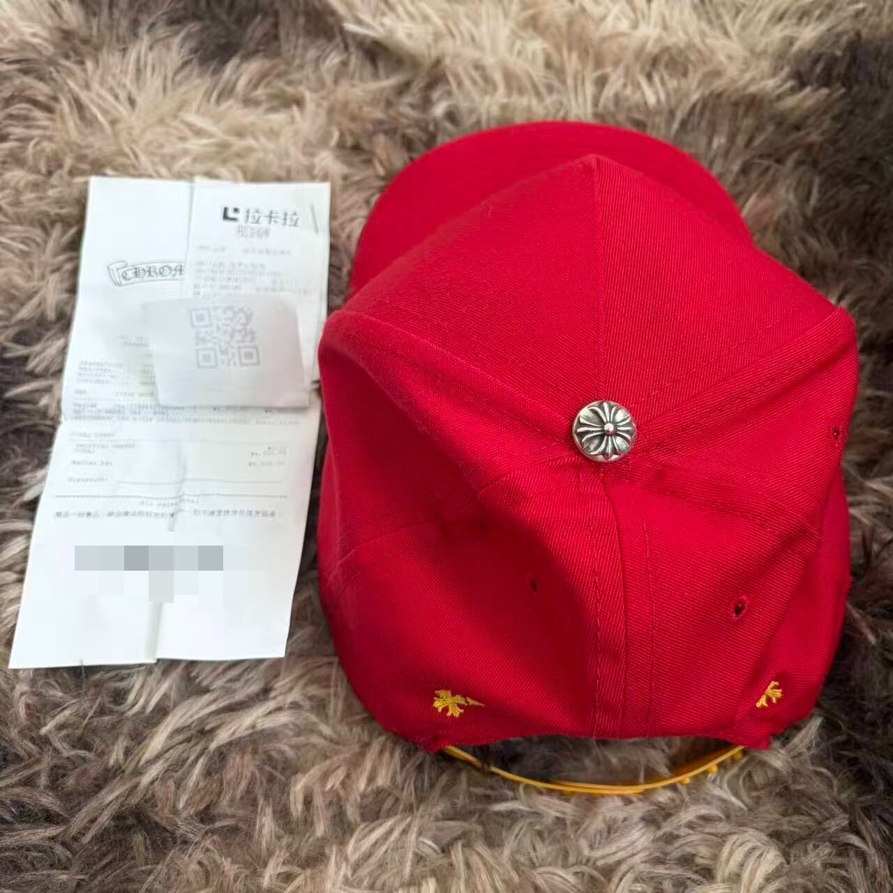Chrome Hearts Red CH Logo Baseball Cap — front