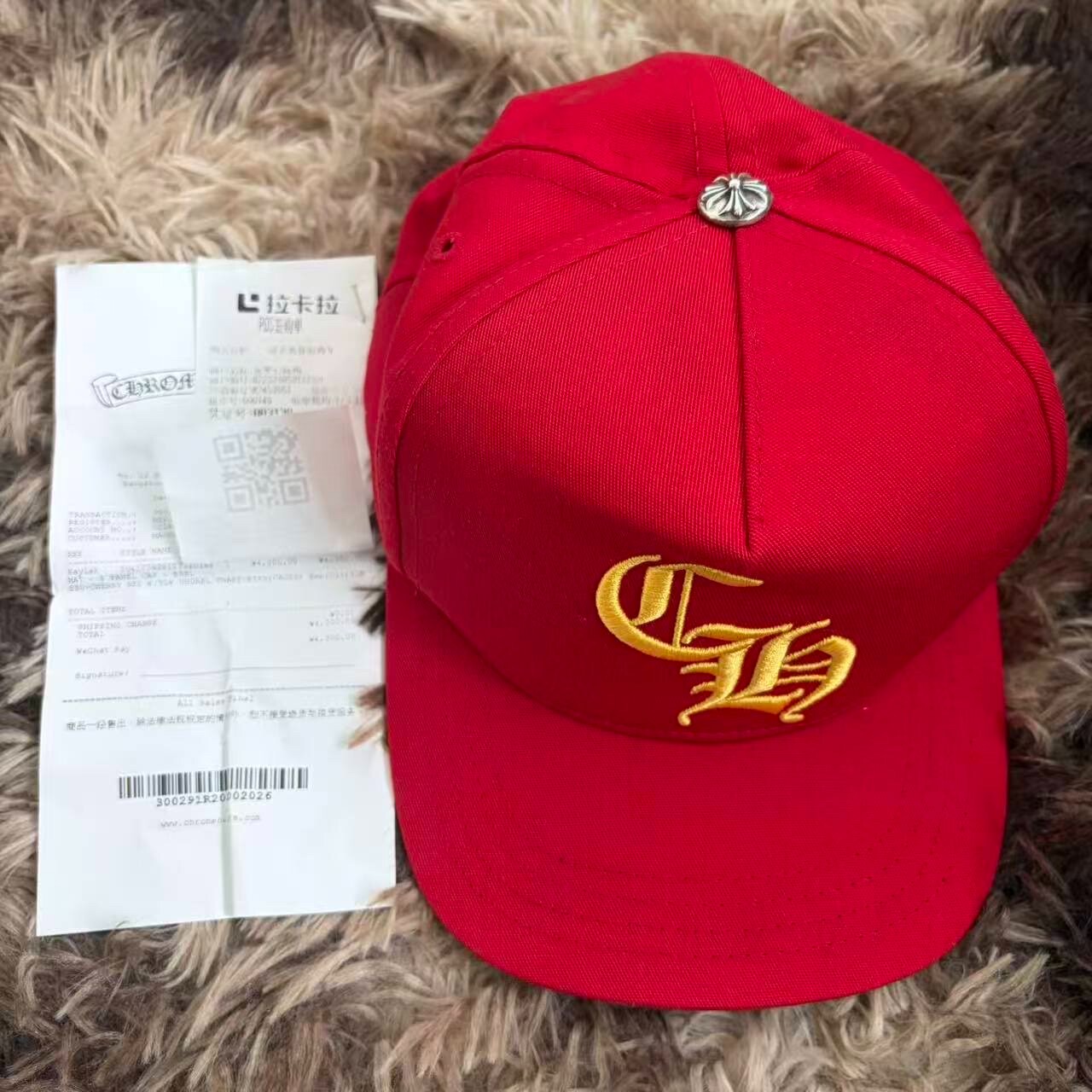 Chrome Hearts Red CH Logo Baseball Cap