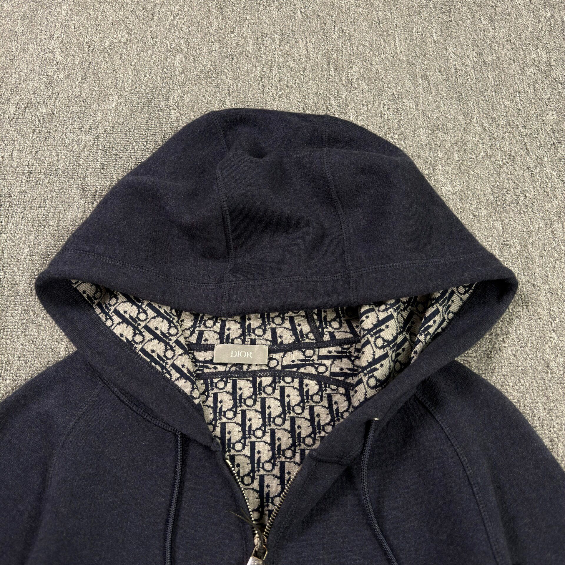 Dior Navy Monogram Inner Hoodie — detail